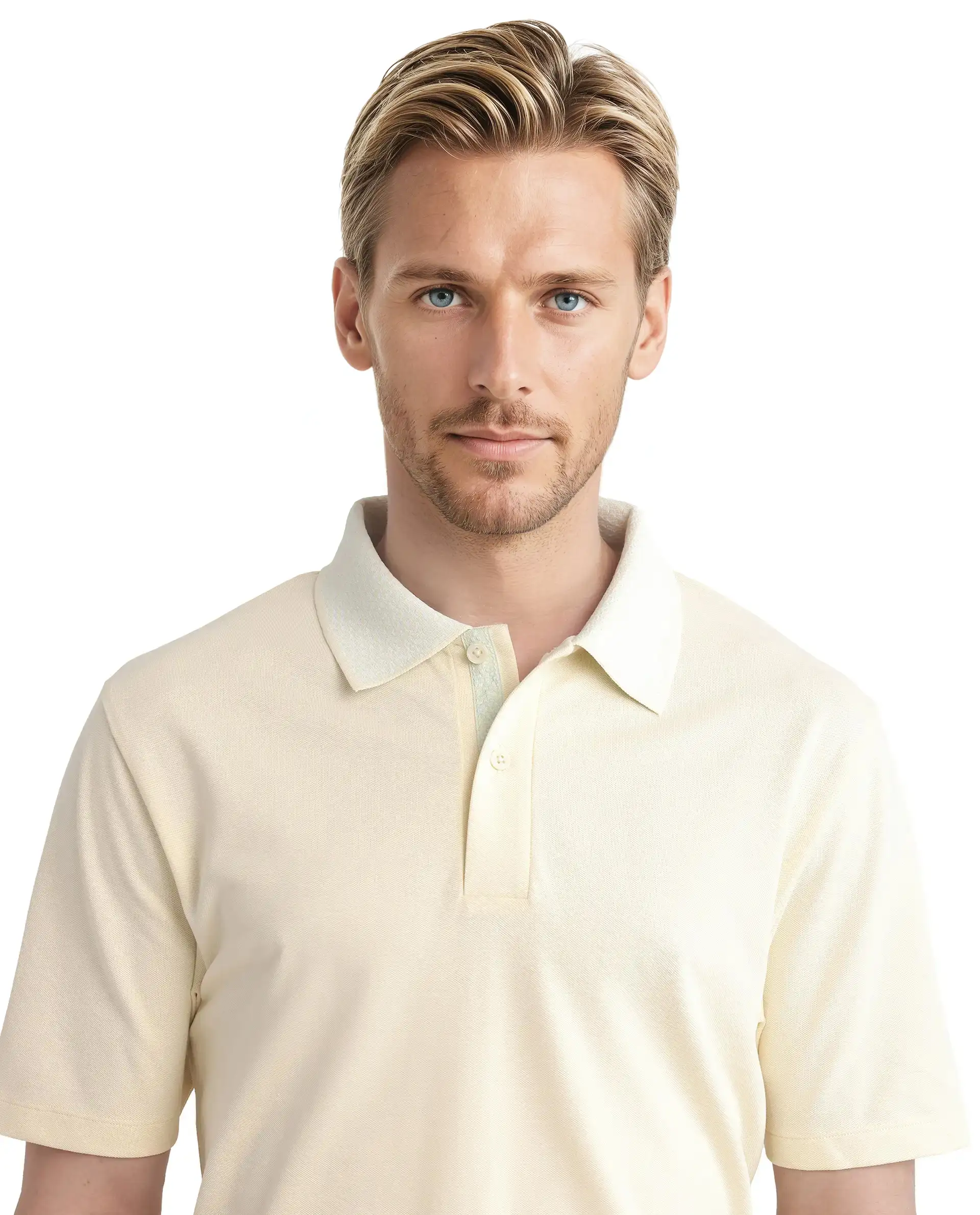 Rare Rabbit Men's Abit Light Yellow Cotton Plain Regular Fit Half Sleeve Polo - Image 7