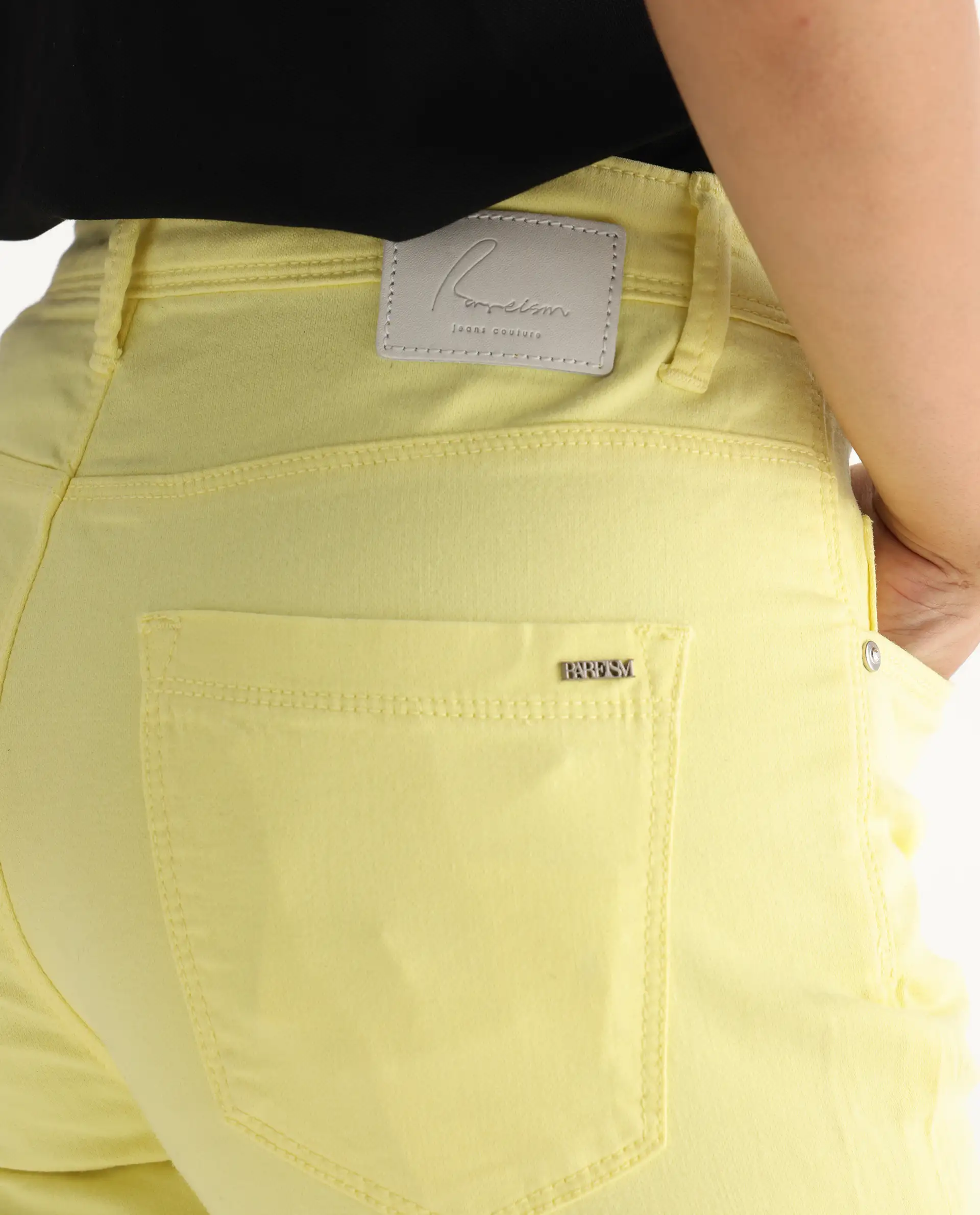 Rareism Women's Admiral Yellow Cotton Blend Plain Ankle Length Regular Fit Jeans - Image 5
