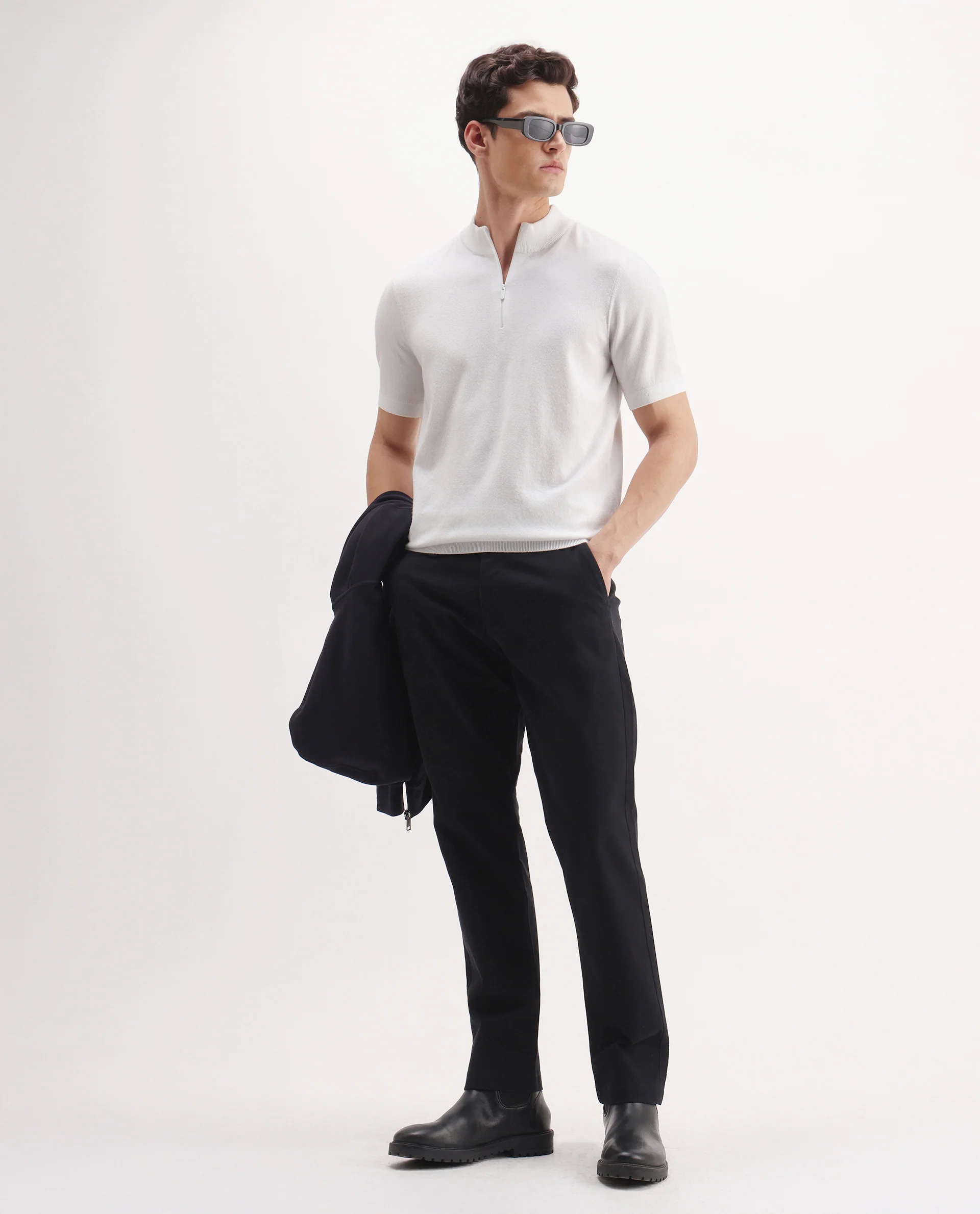 Rare Rabbit Men's Alfeto White Viscose Plain Regular Fit Half Sleeve Polo - Image 2