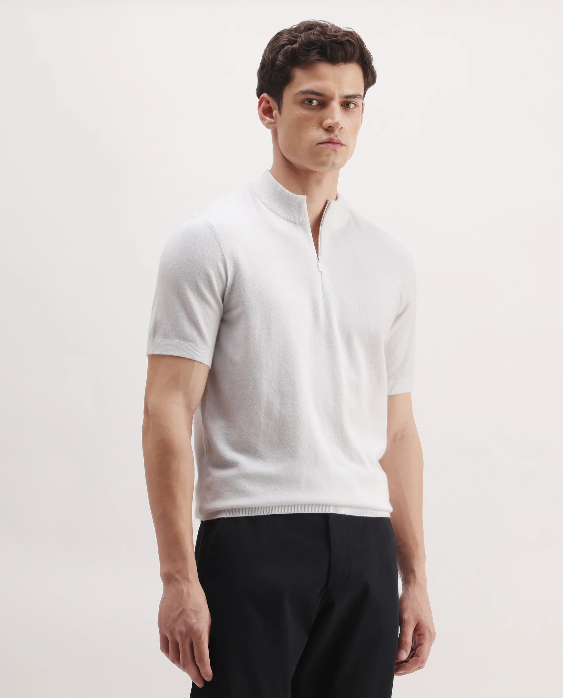 Rare Rabbit Men's Alfeto White Viscose Plain Regular Fit Half Sleeve Polo - Image 6