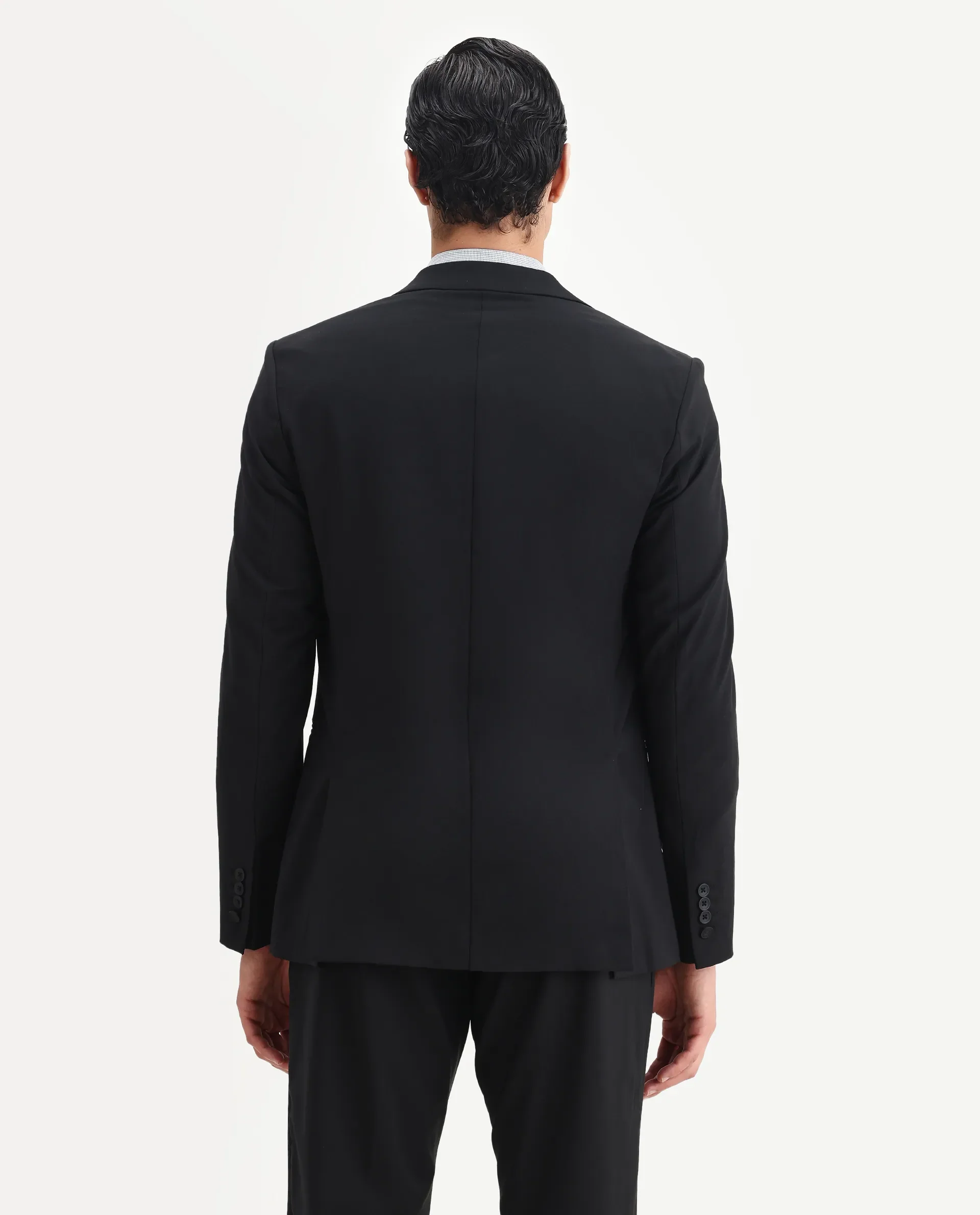 Rare Rabbit Men's Arlo-B Black Polyester Plain Slim Fit Full Sleeve Lapel Neck Suits - Image 10