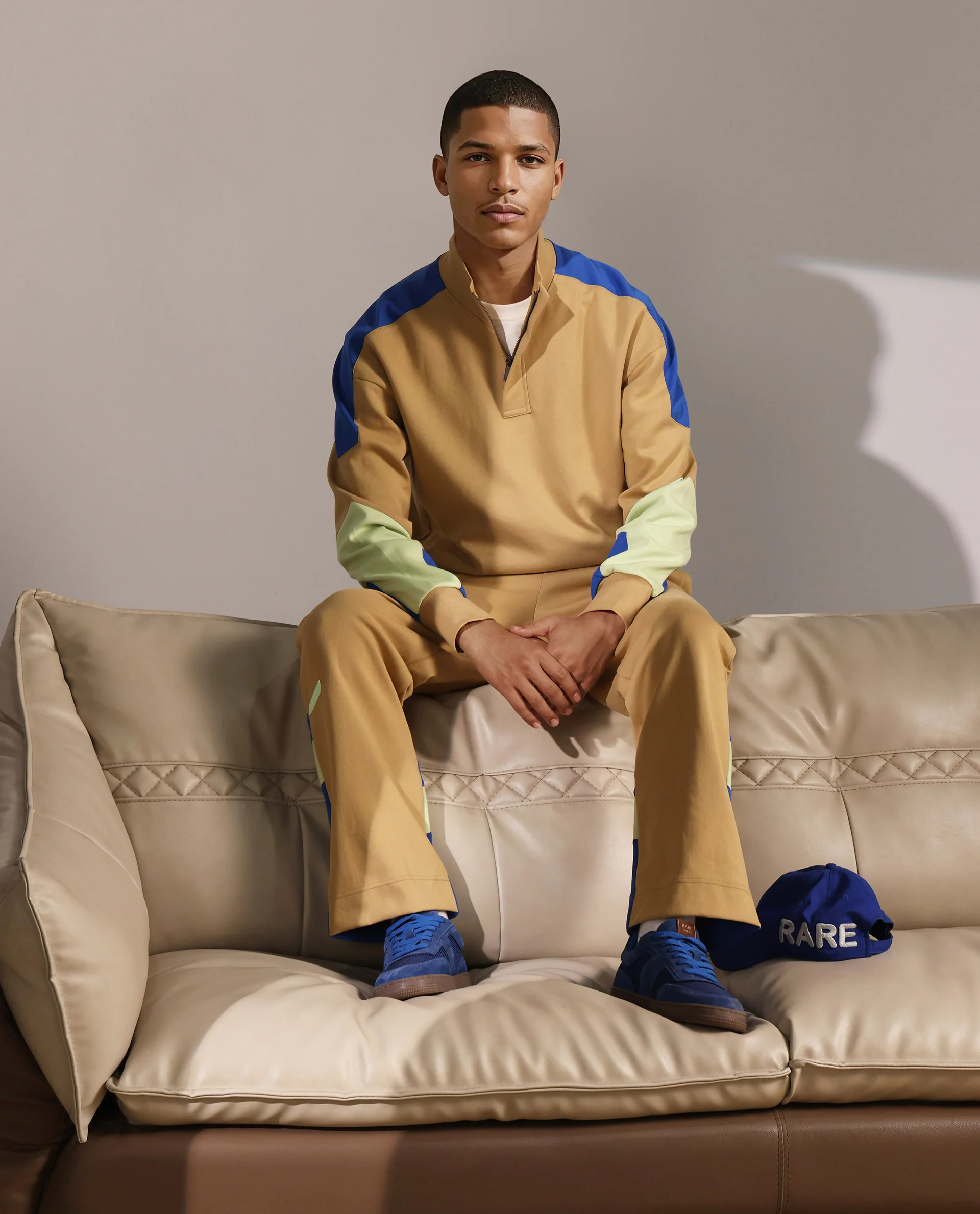 Rare Rabbit Men's Armo-1 Dusky Beige Cotton Ombre Regular Fit Full Sleeve High Neck Sweatshirt - Image 2