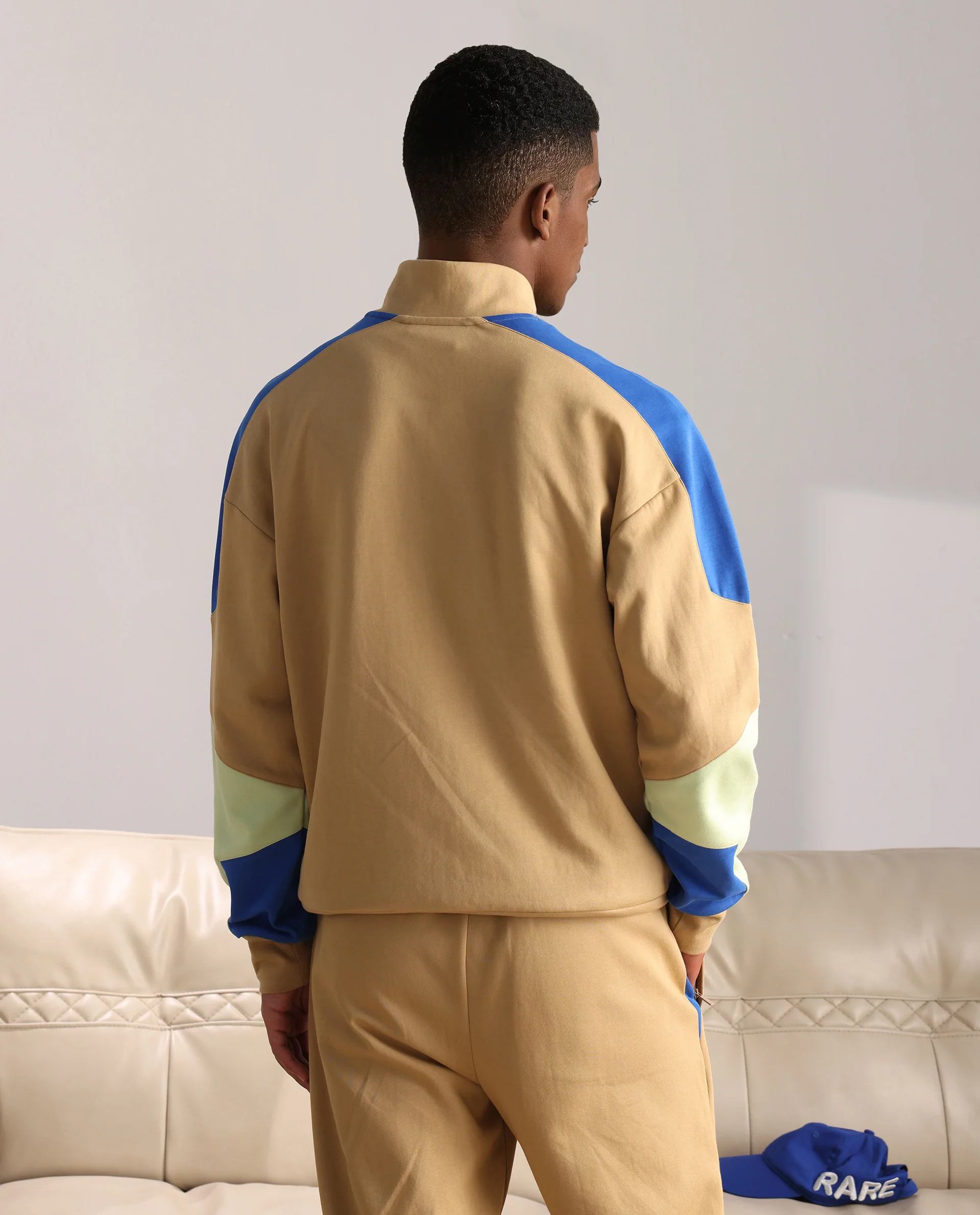 Rare Rabbit Men's Armo-1 Dusky Beige Cotton Ombre Regular Fit Full Sleeve High Neck Sweatshirt - Image 5