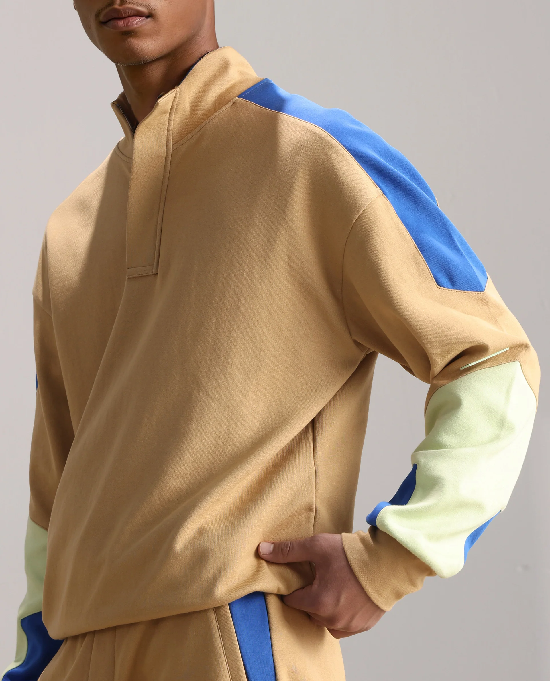 Rare Rabbit Men's Armo-1 Dusky Beige Cotton Ombre Regular Fit Full Sleeve High Neck Sweatshirt - Image 6