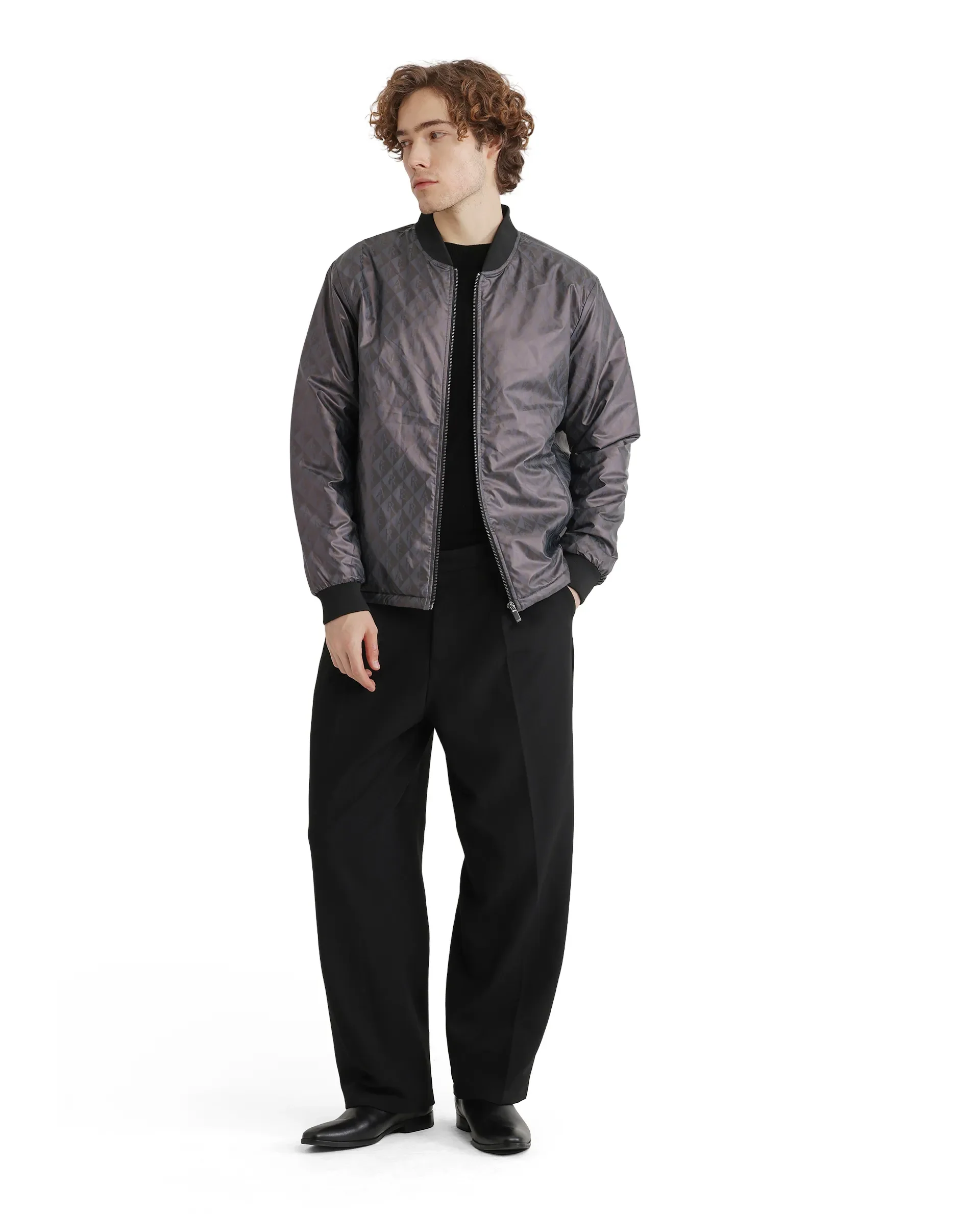 Rare Rabbit Men's Arteo Navy Polyester Printed Regular Fit Full Sleeve Ribbed Collar Jacket - Image 2
