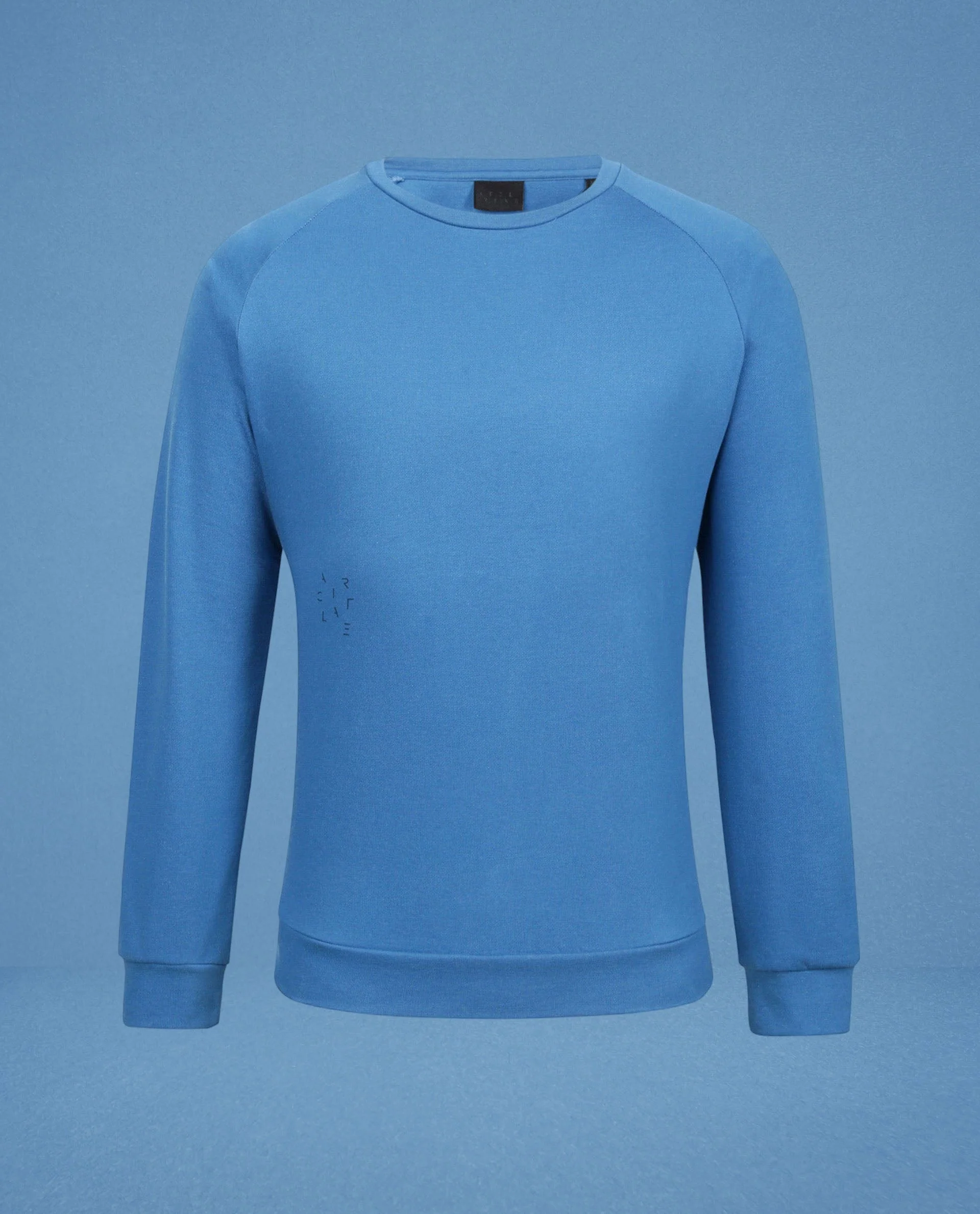 Rare Rabbit Articale Men's Arum Enamel Blue Cotton Fabric Full Sleeves Solid Sweatshirt - Image 6