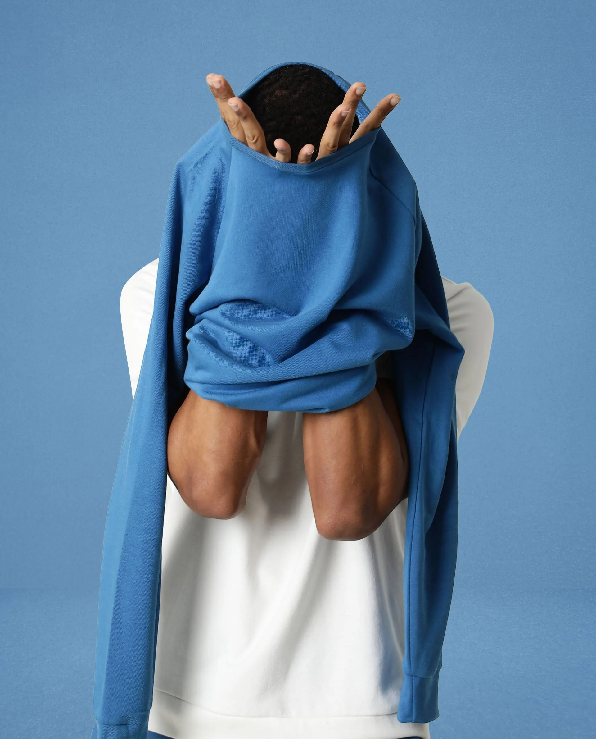 Rare Rabbit Articale Men's Arum Enamel Blue Cotton Fabric Full Sleeves Solid Sweatshirt - Image 7
