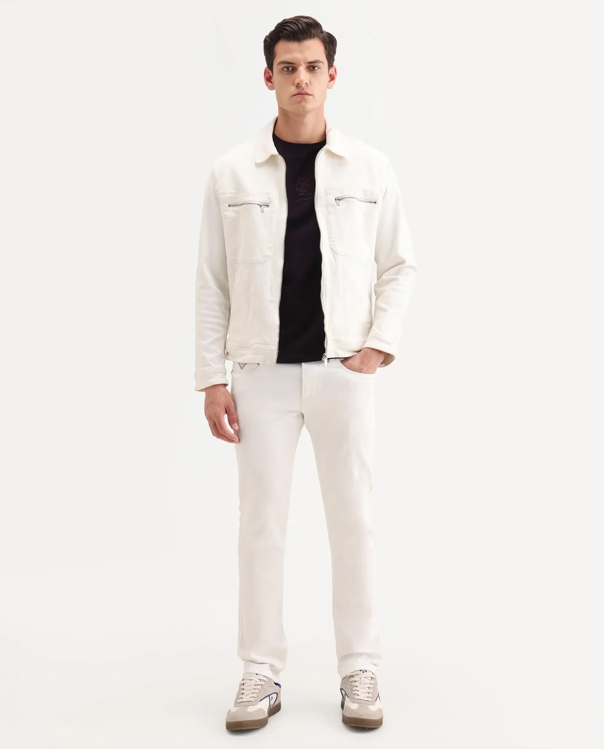 Rare Rabbit Men's Astra W White Cotton Blend Hawk Slim Fit Plain Jeans - Image 5