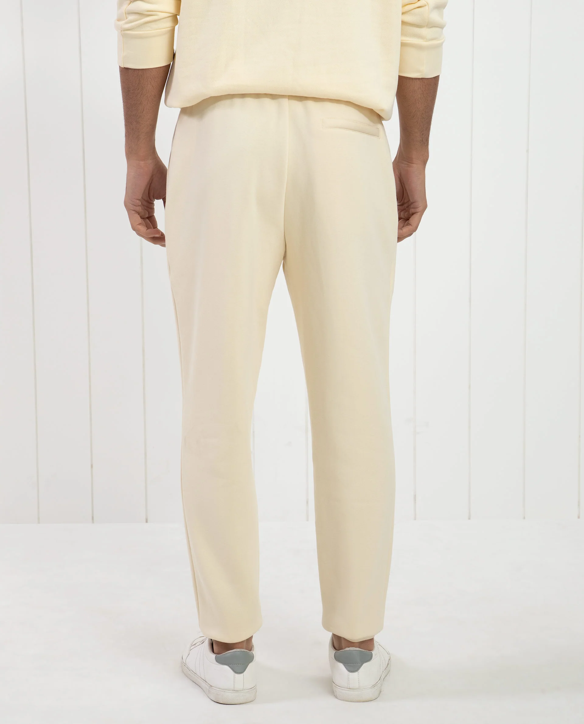 Rare Rabbit Men's Bard Light Yellow Cotton Plain Regular Fit Track Pant - Image 6