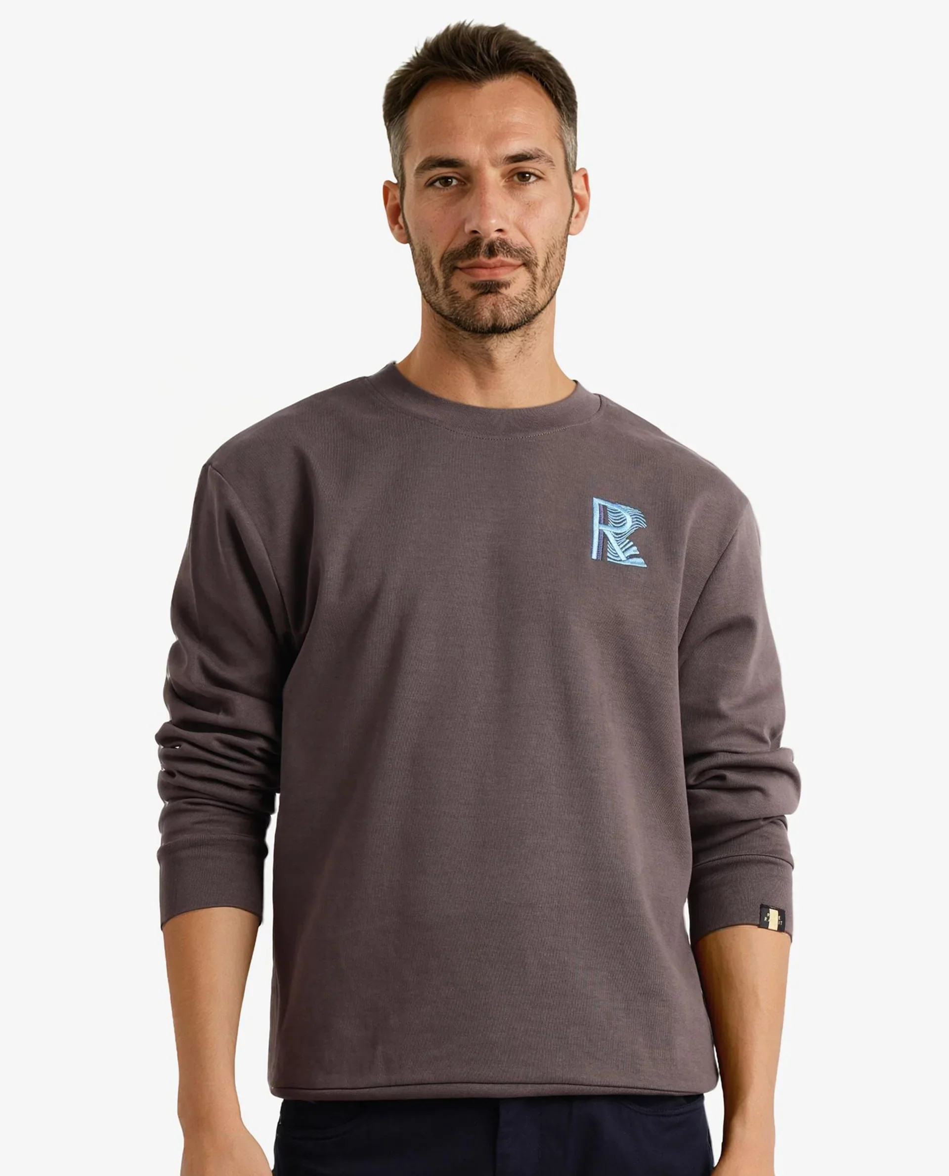 Rare Rabbit Men's Bay Dark Grey Cotton Graphic Print Regular Fit Full Sleeve Crew Neck Sweatshirt - Image 2