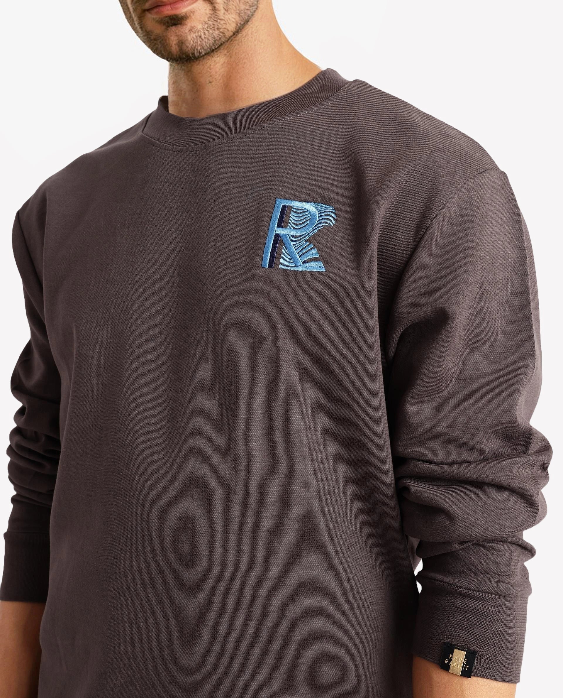 Rare Rabbit Men's Bay Dark Grey Cotton Graphic Print Regular Fit Full Sleeve Crew Neck Sweatshirt - Image 4