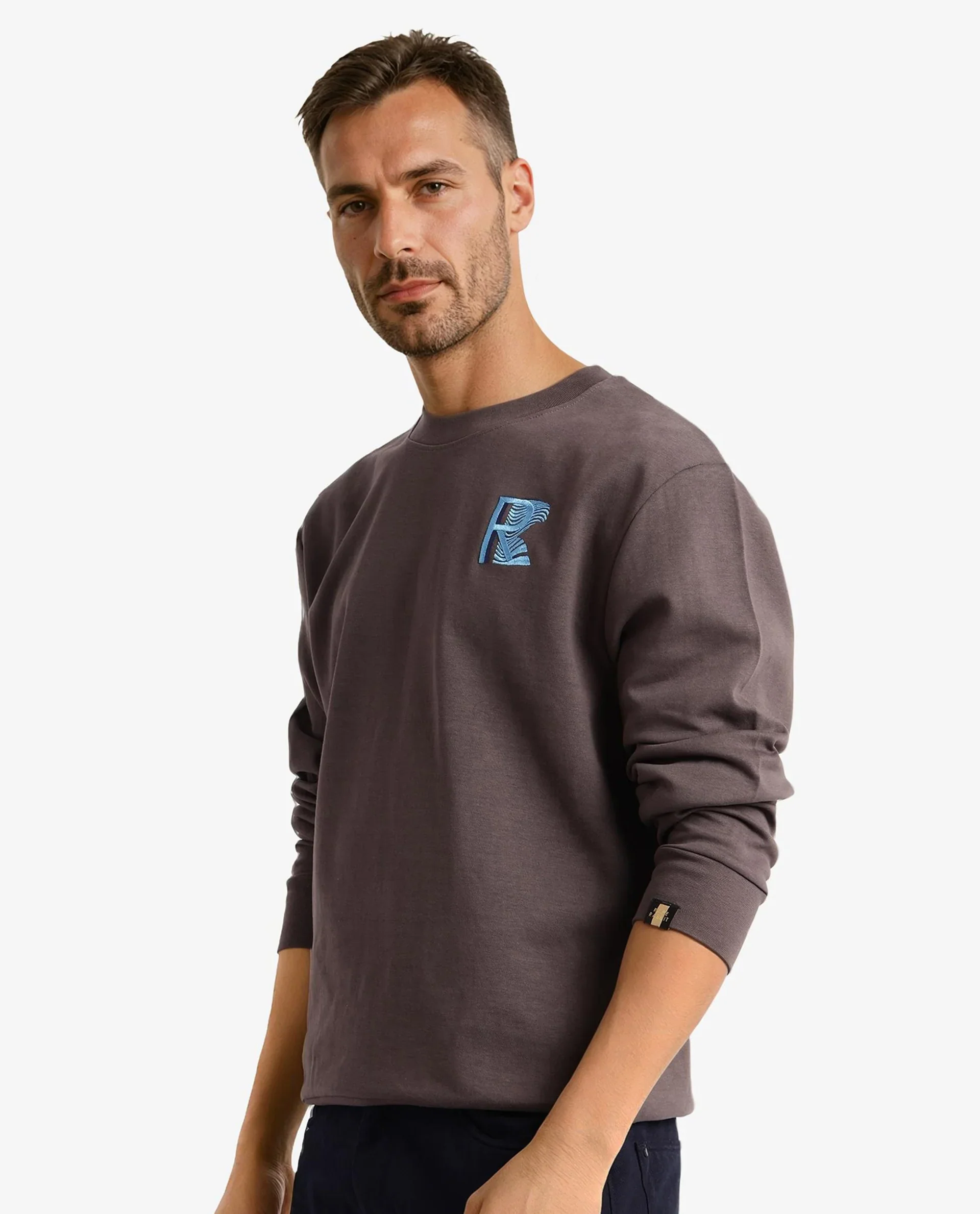 Rare Rabbit Men's Bay Dark Grey Cotton Graphic Print Regular Fit Full Sleeve Crew Neck Sweatshirt - Image 6
