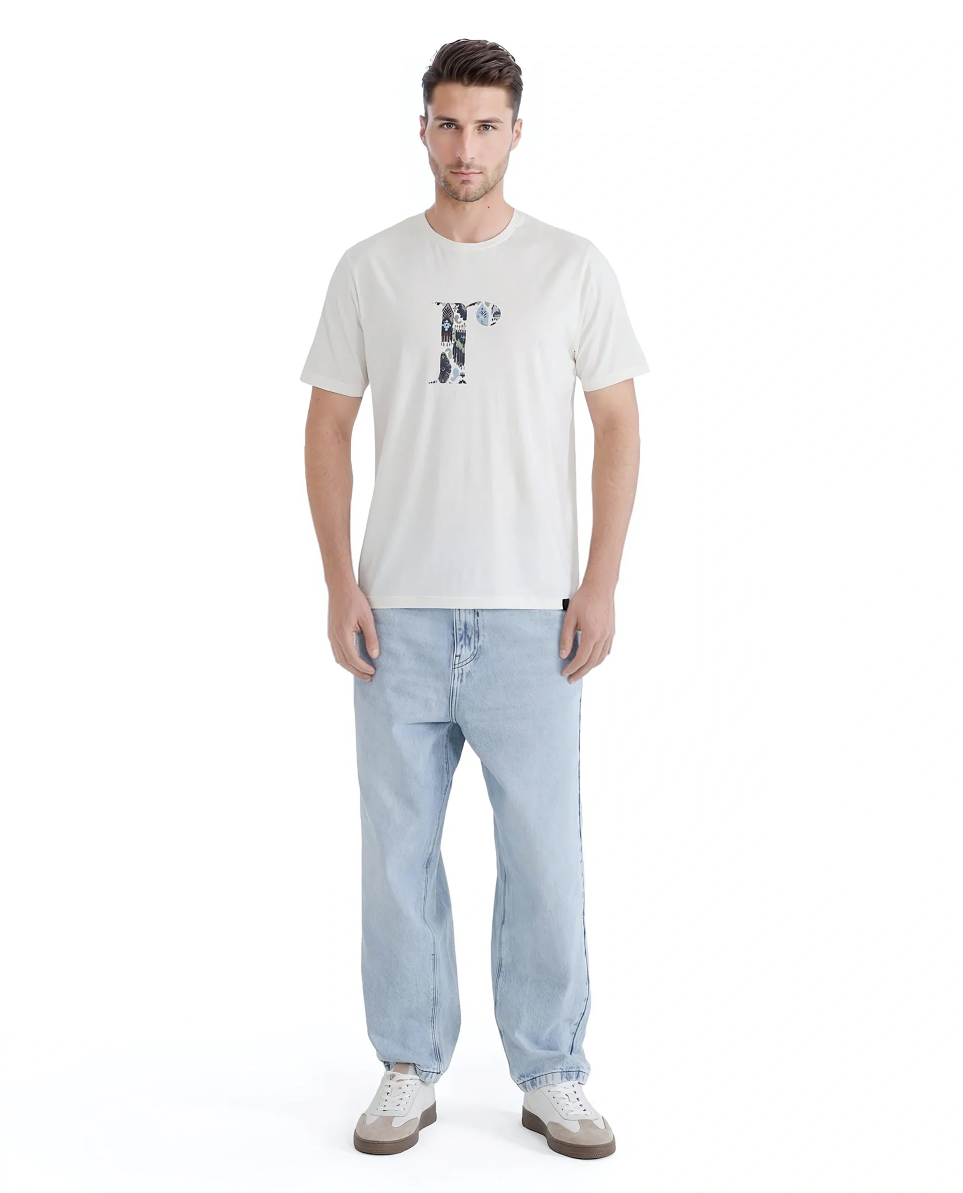 Rare Rabbit Men's Bent Off White Cotton Graphic Print Regular Fit Half Sleeve Crew Neck T-Shirt - Image 7