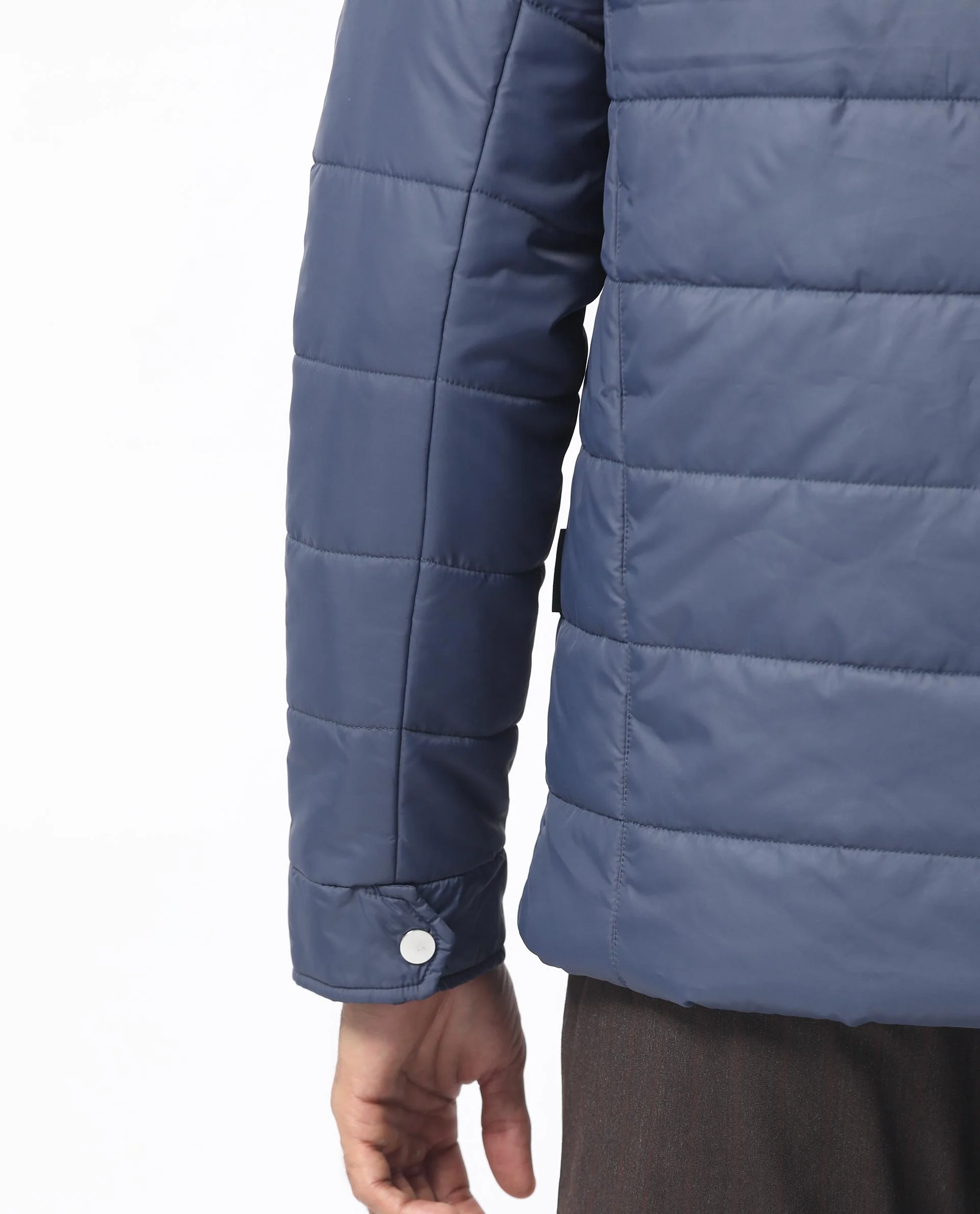Rare Rabbit Men's Beylor Dark Navy Polyester Plain Regular Fit Full Sleeve High Neck Jacket - Image 3