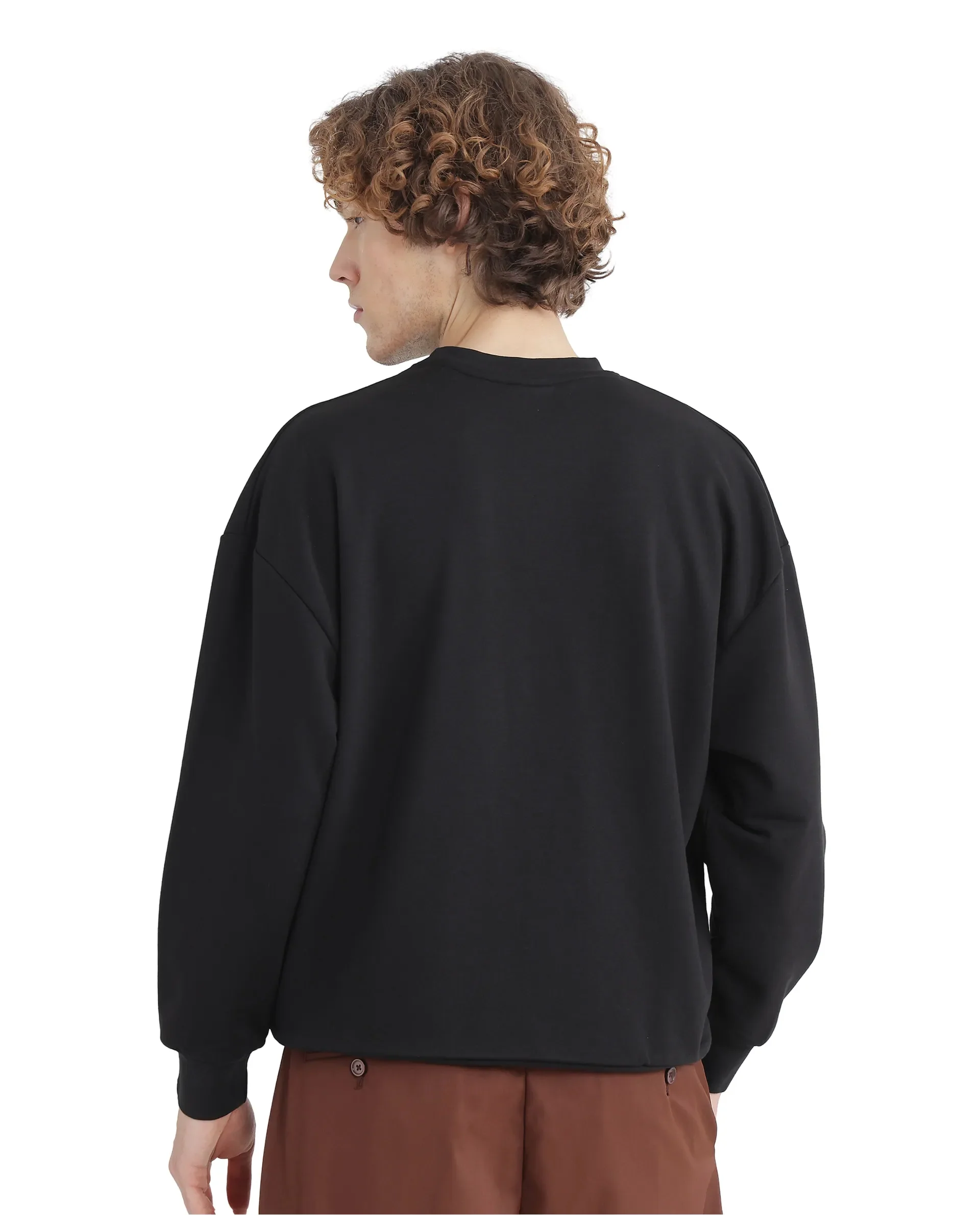 Rare Rabbit Men's Bott Dark Grey Cotton Graphic Print Regular Fit Full Sleeve Crew Neck Sweatshirt - Image 5
