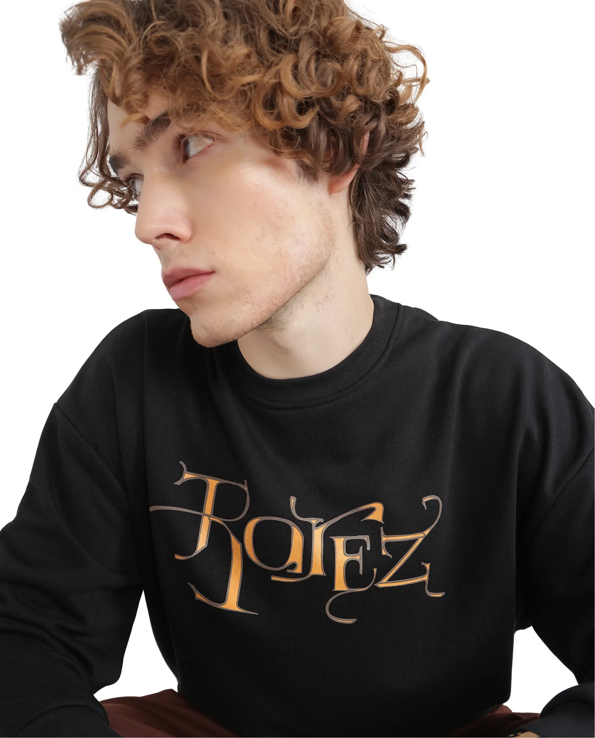 Rare Rabbit Men's Bott Dark Grey Cotton Graphic Print Regular Fit Full Sleeve Crew Neck Sweatshirt - Image 9
