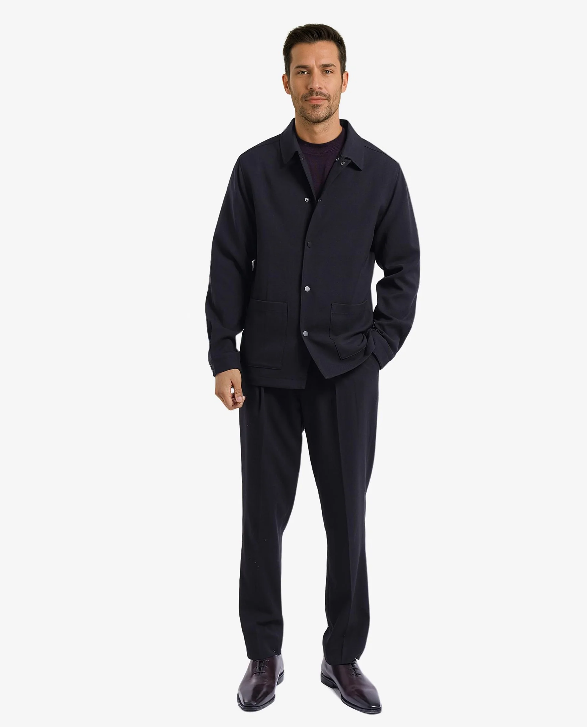 Rare Rabbit Men's Brant Black Rayon Plain Relaxed Fit Full Sleeve Collared Shacket - Image 2