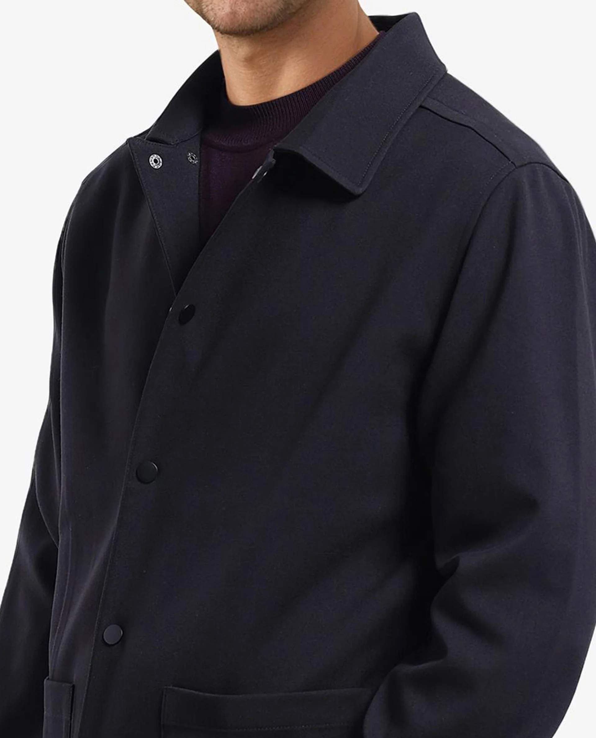 Rare Rabbit Men's Brant Black Rayon Plain Relaxed Fit Full Sleeve Collared Shacket - Image 4