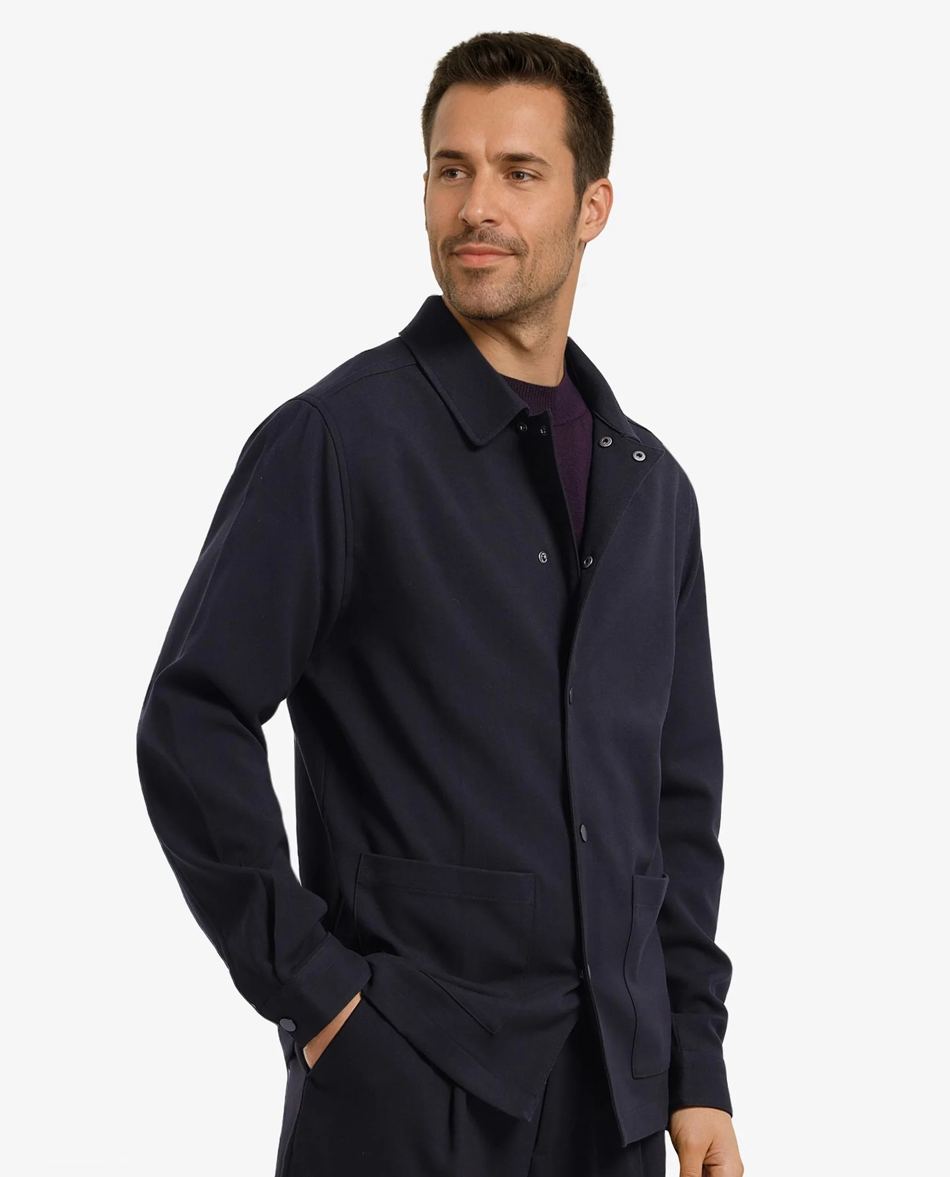 Rare Rabbit Men's Brant Black Rayon Plain Relaxed Fit Full Sleeve Collared Shacket - Image 6
