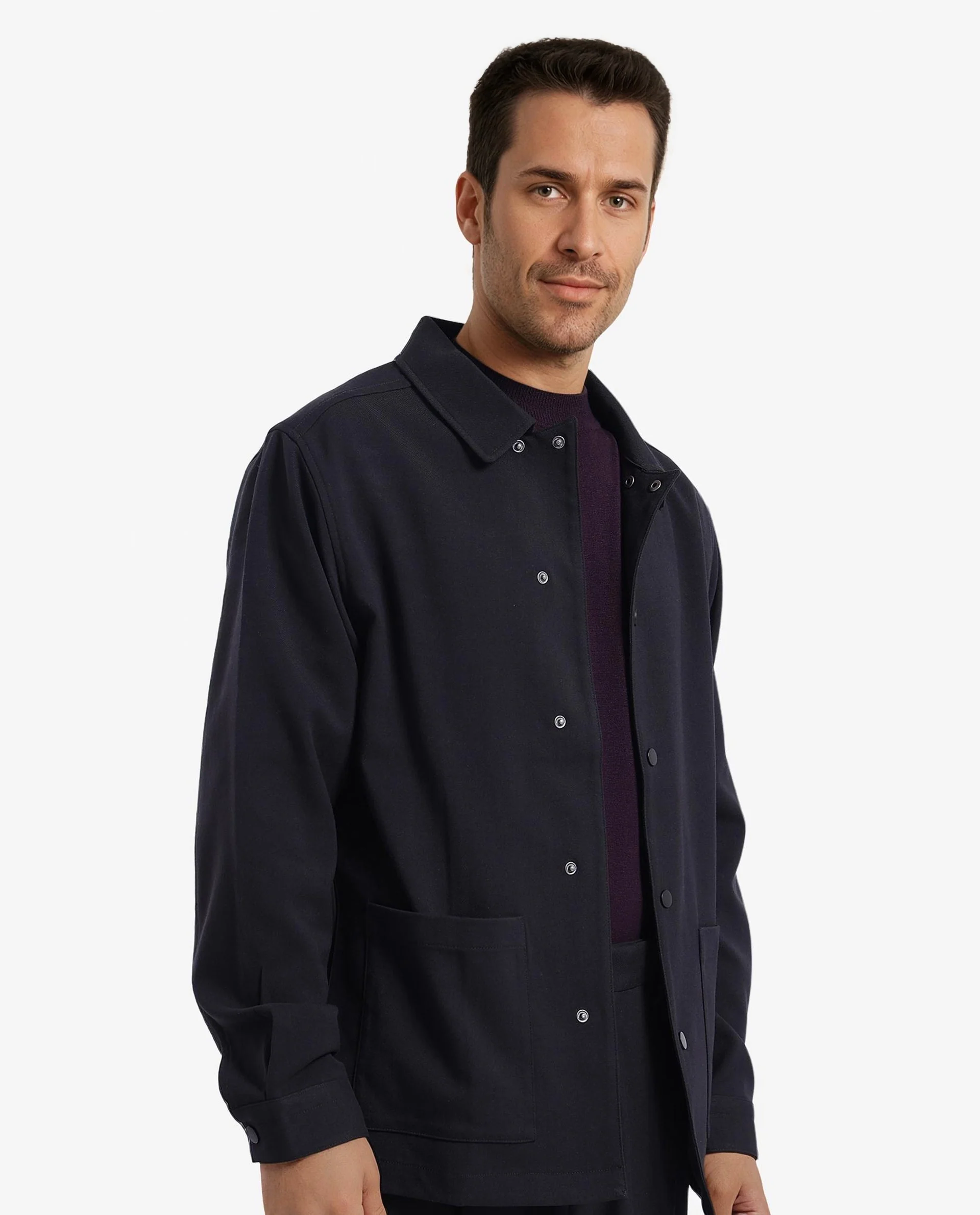 Rare Rabbit Men's Brant Black Rayon Plain Relaxed Fit Full Sleeve Collared Shacket - Image 7