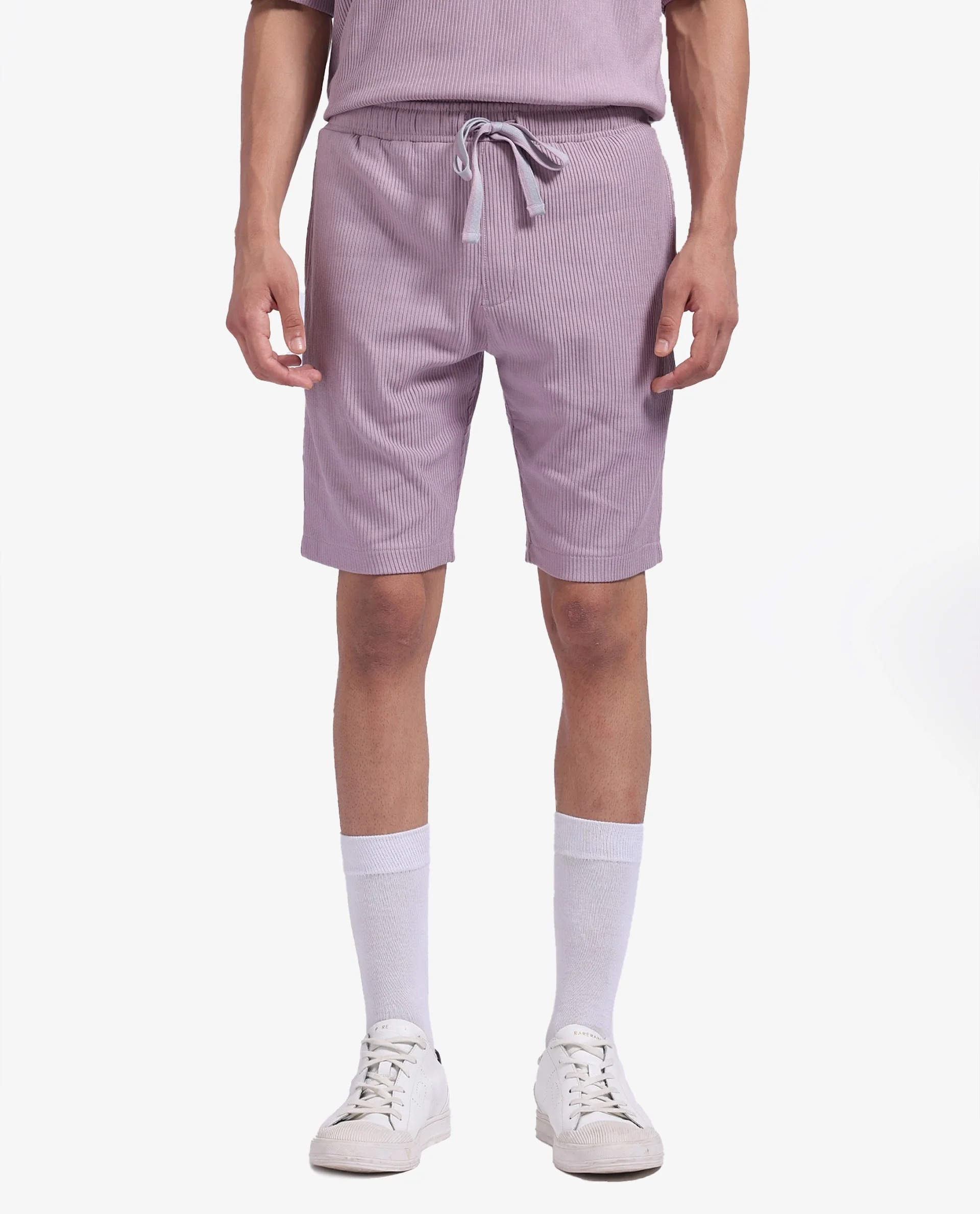 Rare Rabbit Men's Breto-1 Dusky Pink Cotton Textured Regular Fit Shorts