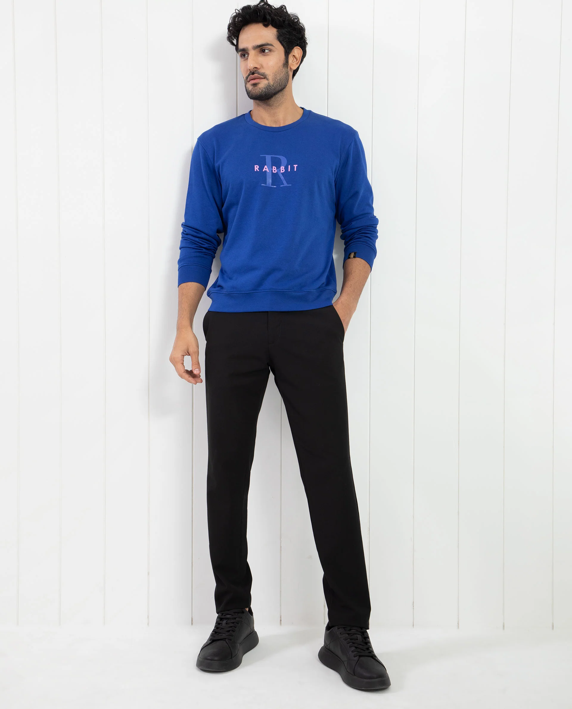 Rare Rabbit Men's Brewet Flouroscent Blue Cotton Graphic Print Regular Fit Full Sleeve Crew Neck Sweatshirt - Image 10