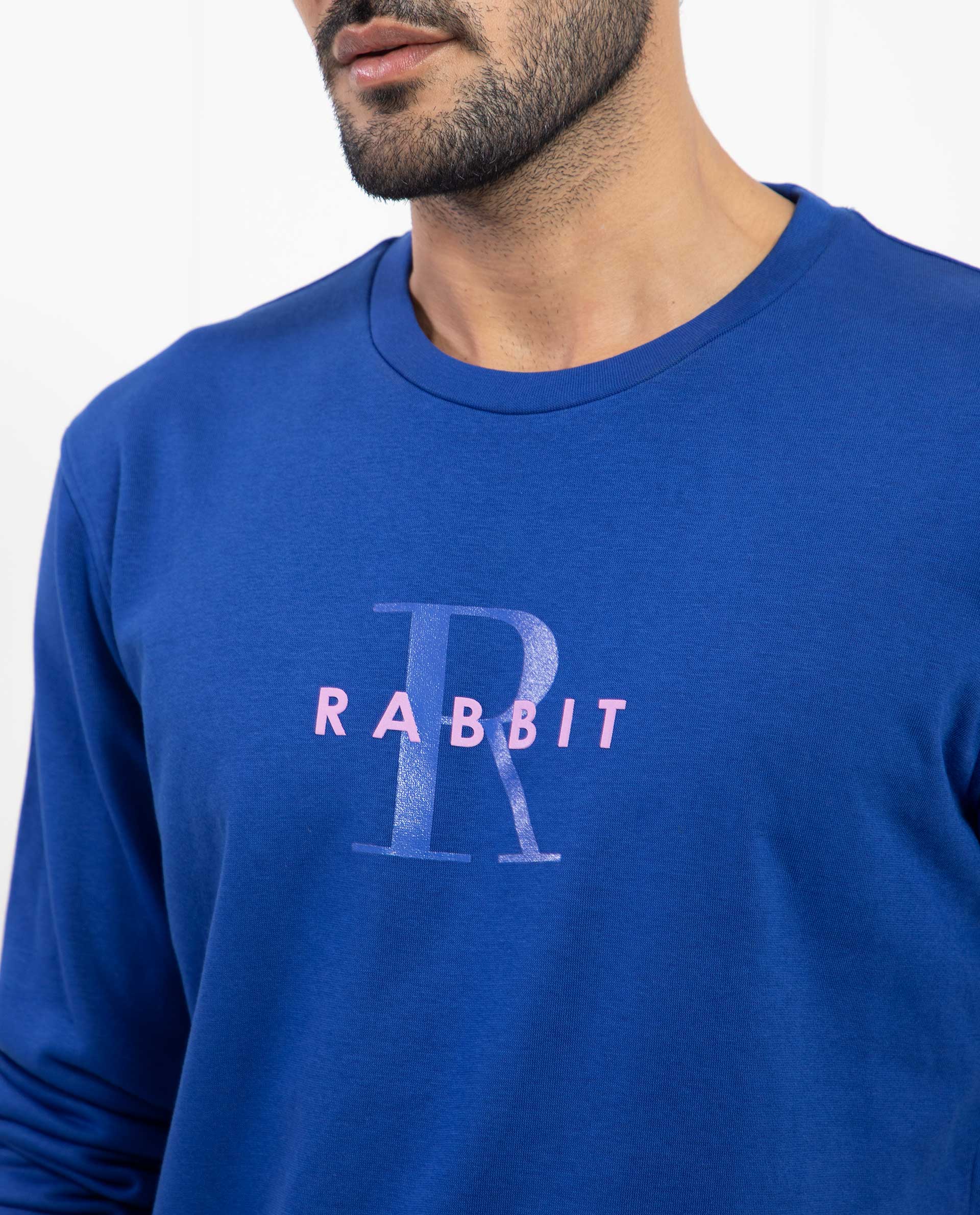 Rare Rabbit Men's Brewet Flouroscent Blue Cotton Graphic Print Regular Fit Full Sleeve Crew Neck Sweatshirt - Image 2
