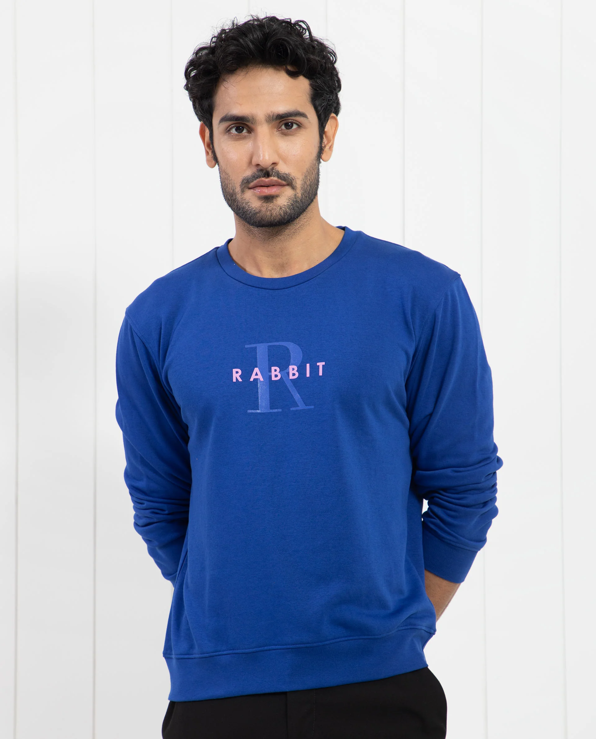 Rare Rabbit Men's Brewet Flouroscent Blue Cotton Graphic Print Regular Fit Full Sleeve Crew Neck Sweatshirt - Image 4