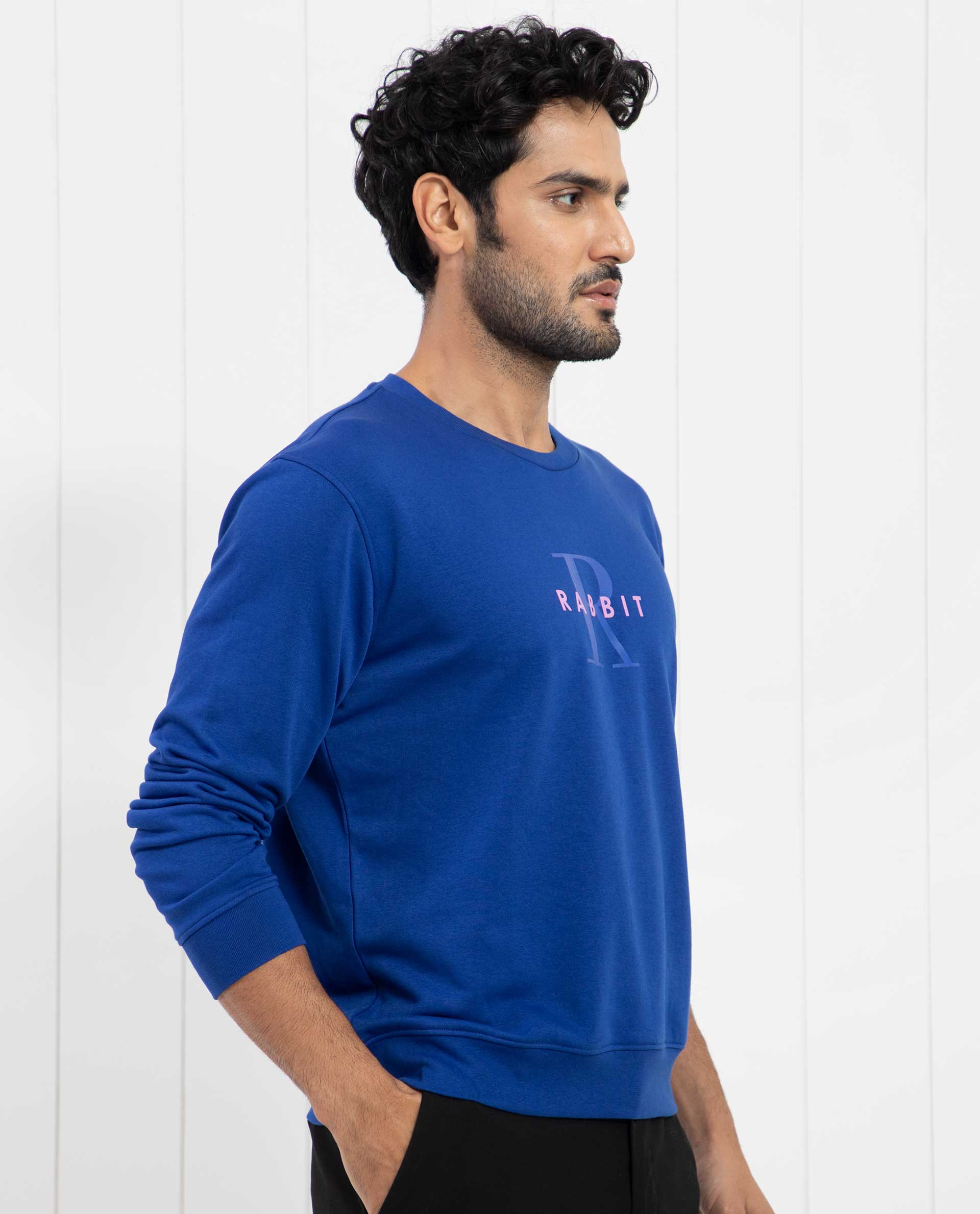 Rare Rabbit Men's Brewet Flouroscent Blue Cotton Graphic Print Regular Fit Full Sleeve Crew Neck Sweatshirt - Image 6