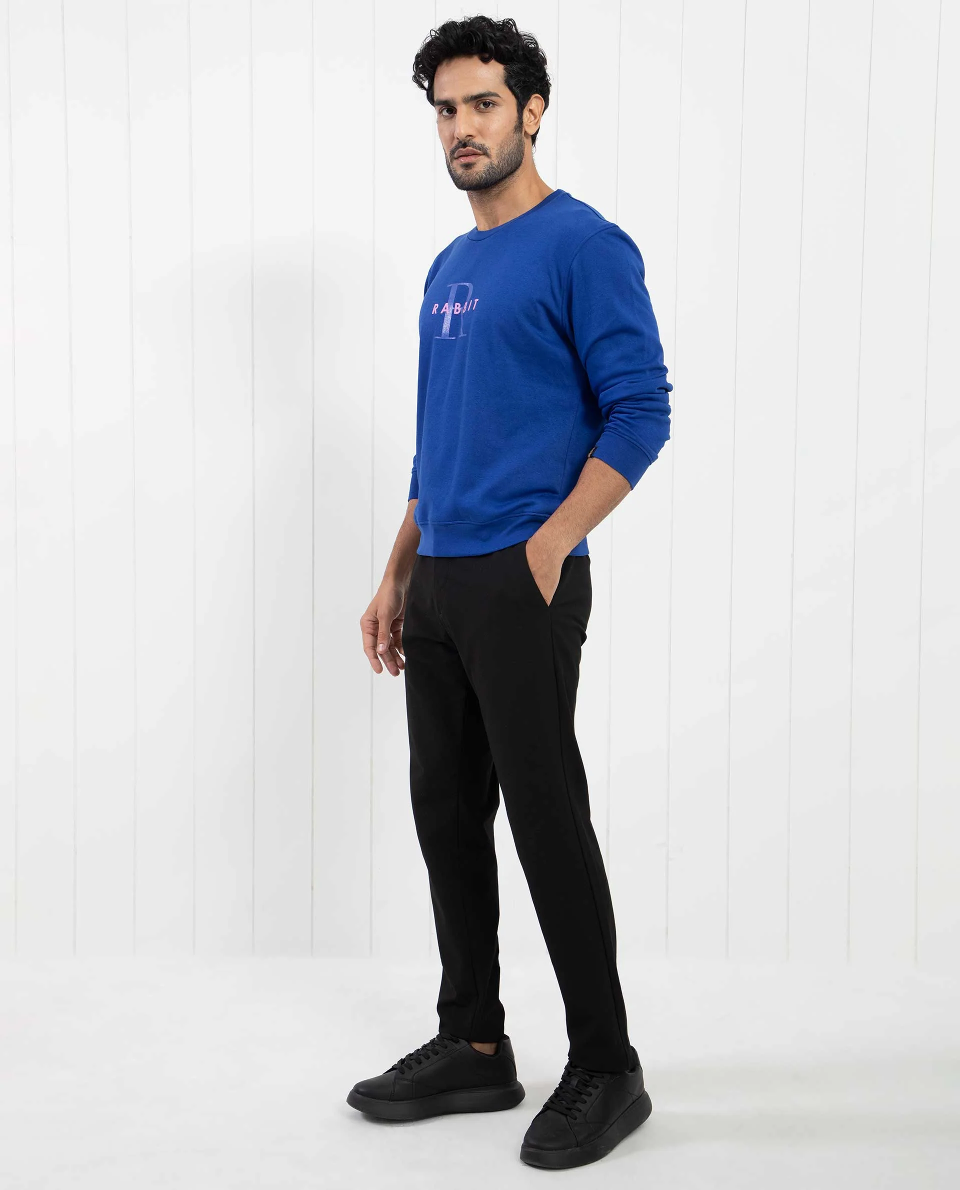 Rare Rabbit Men's Brewet Flouroscent Blue Cotton Graphic Print Regular Fit Full Sleeve Crew Neck Sweatshirt - Image 7