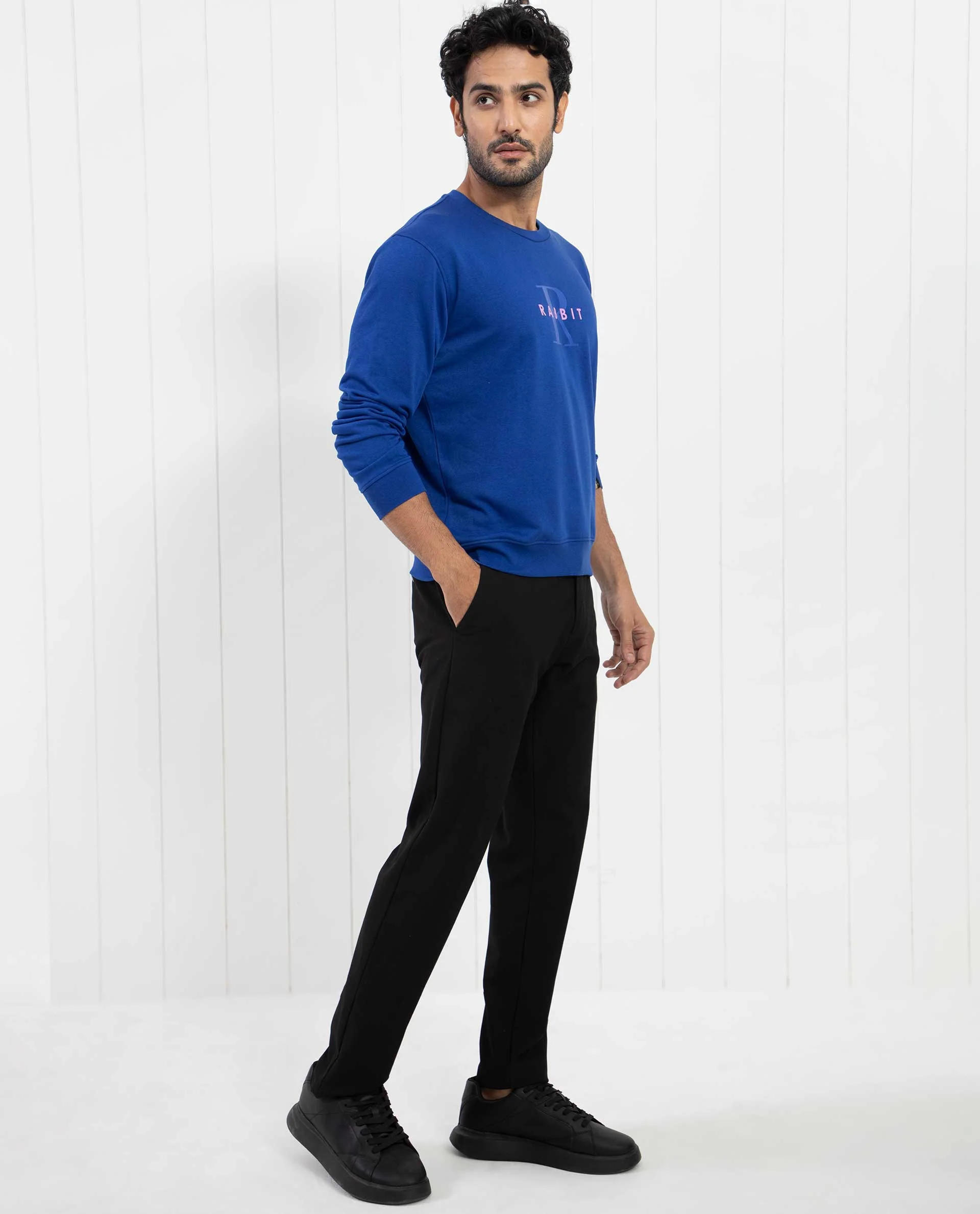Rare Rabbit Men's Brewet Flouroscent Blue Cotton Graphic Print Regular Fit Full Sleeve Crew Neck Sweatshirt - Image 8