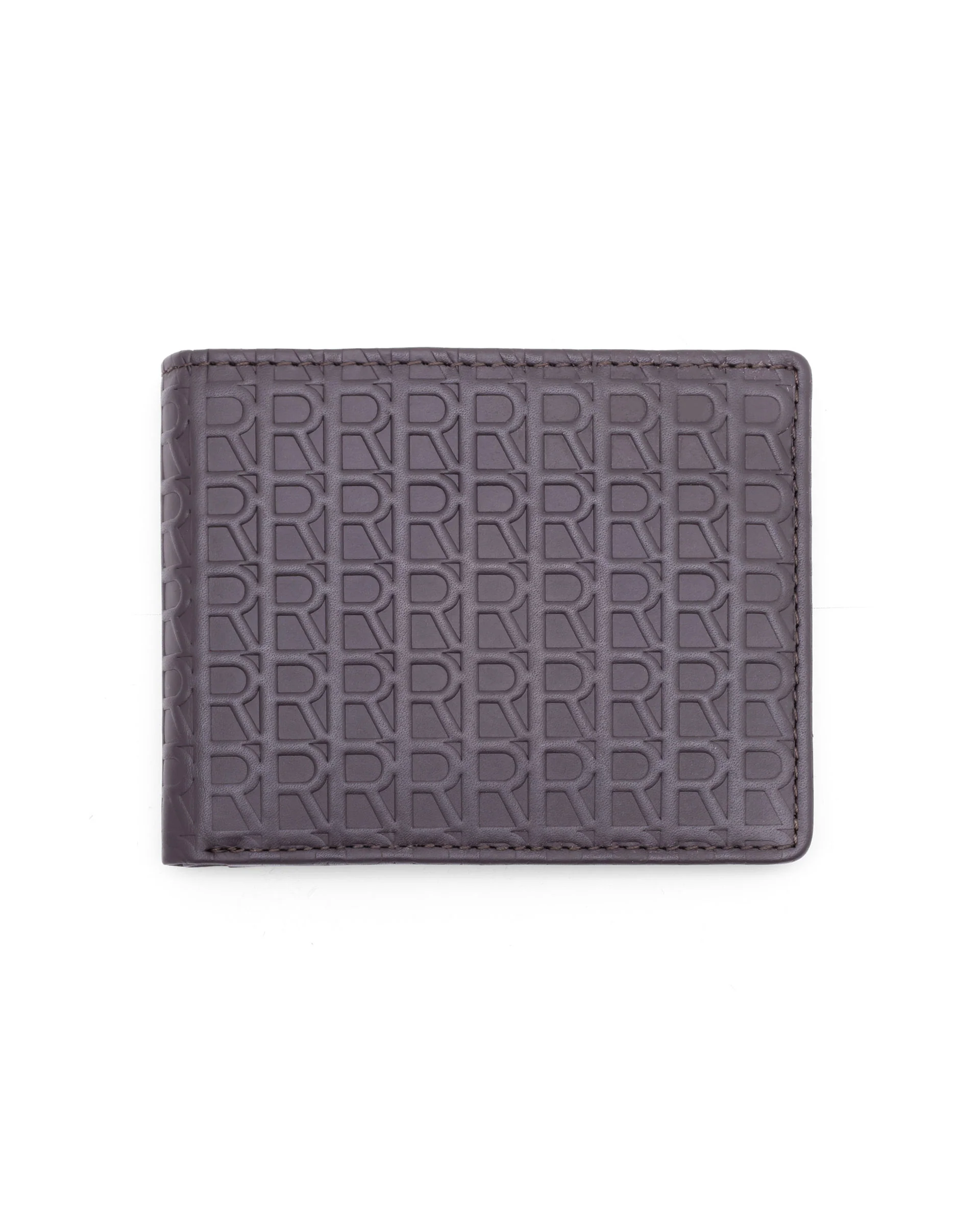 Rare Rabbit Men's Cali Brown Bi Fold Slim Rfid Embossed Monogram Wallet