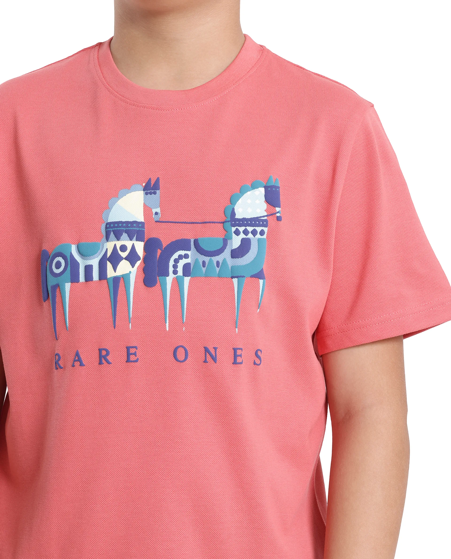Rare Ones Kids Carno Peach Cotton Fabric Half Sleeves Crew Neck Graphic Print T-Shirt - Image 6