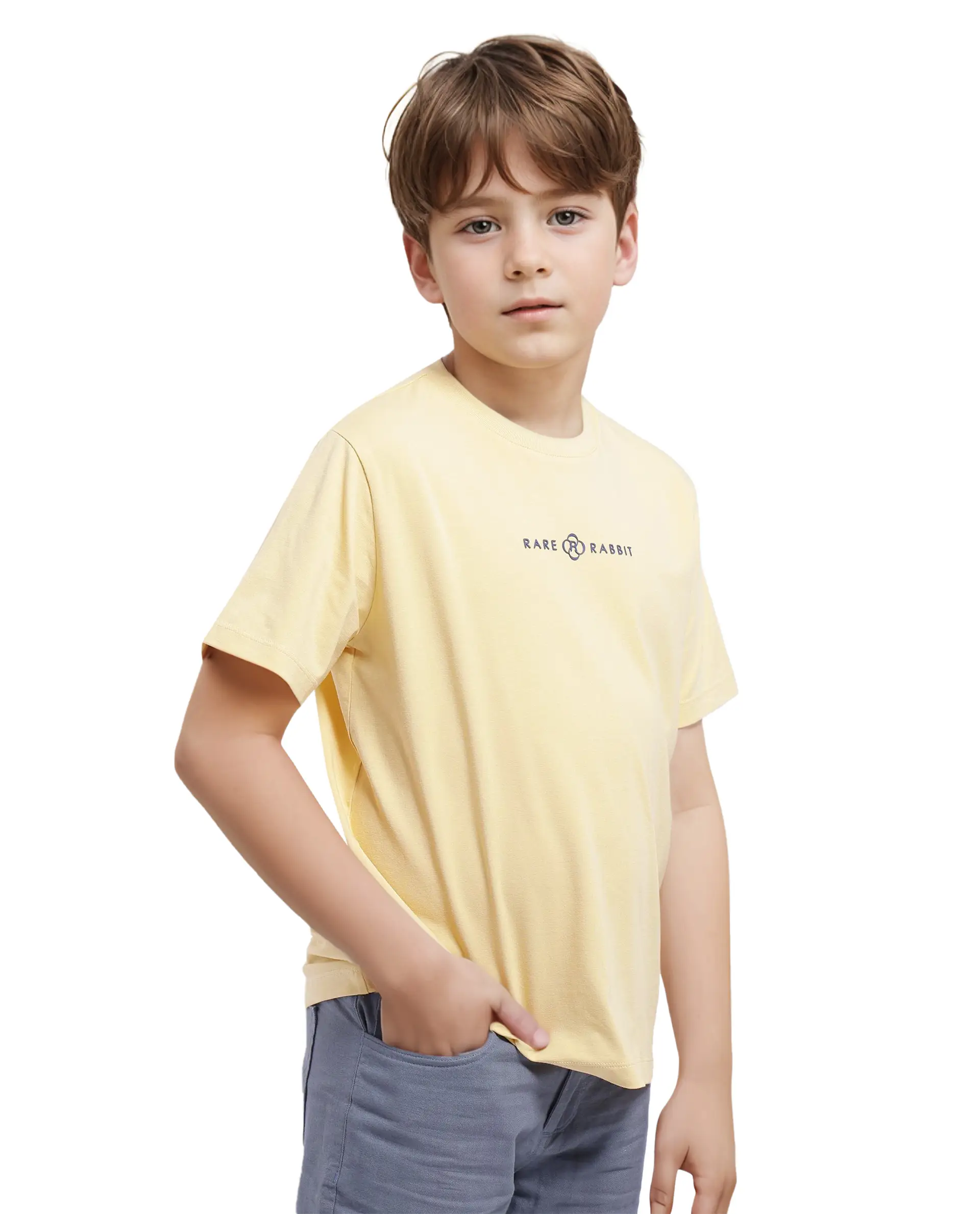 Rare Ones Kids Chom Yellow Cotton Fabric Half Sleeves Crew Neck Graphic Print T-Shirt - Image 8