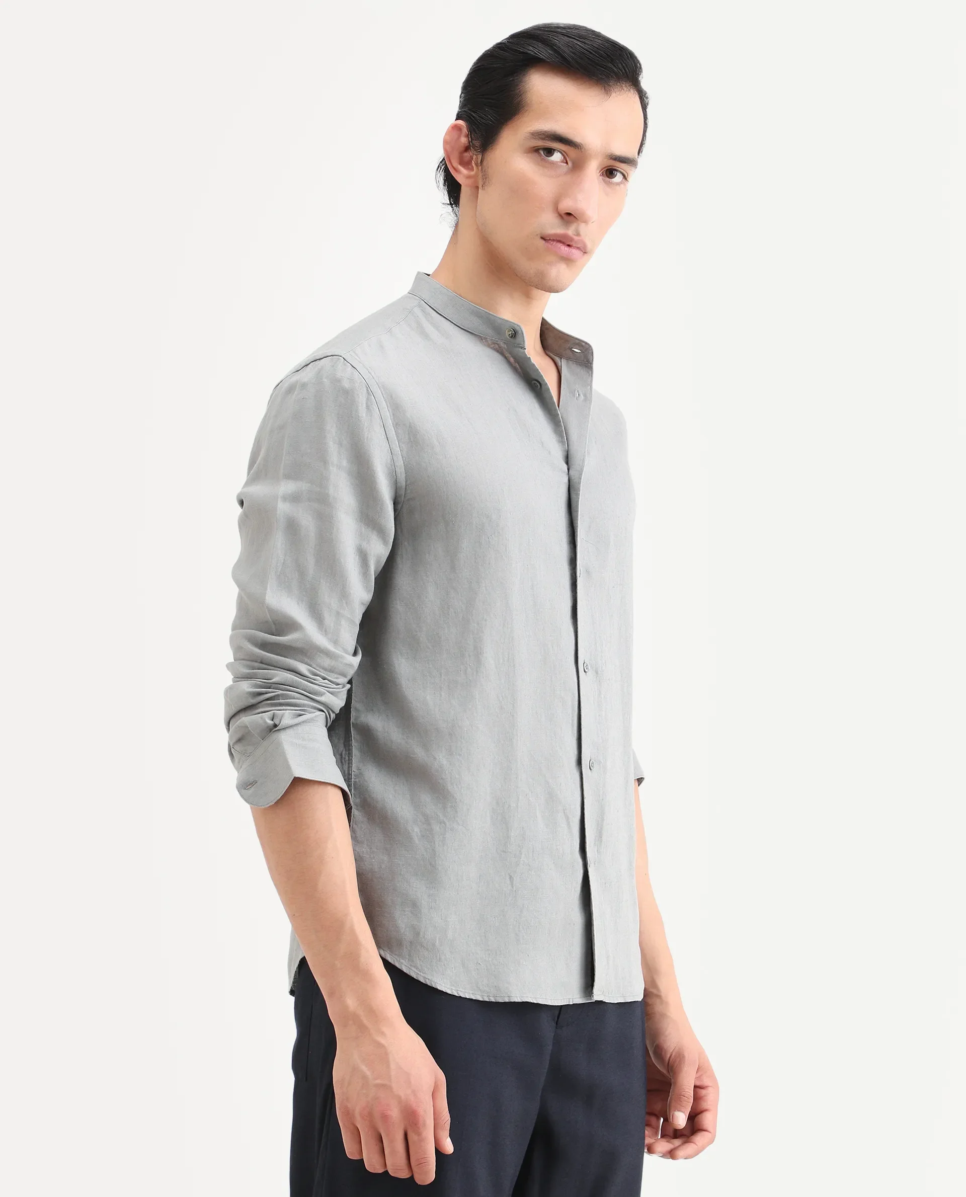 Rare Rabbit Men's Cinex 26 Dusky Olive 100% Linen Fabric Full Sleeve Regular Fit Shirt - Image 6