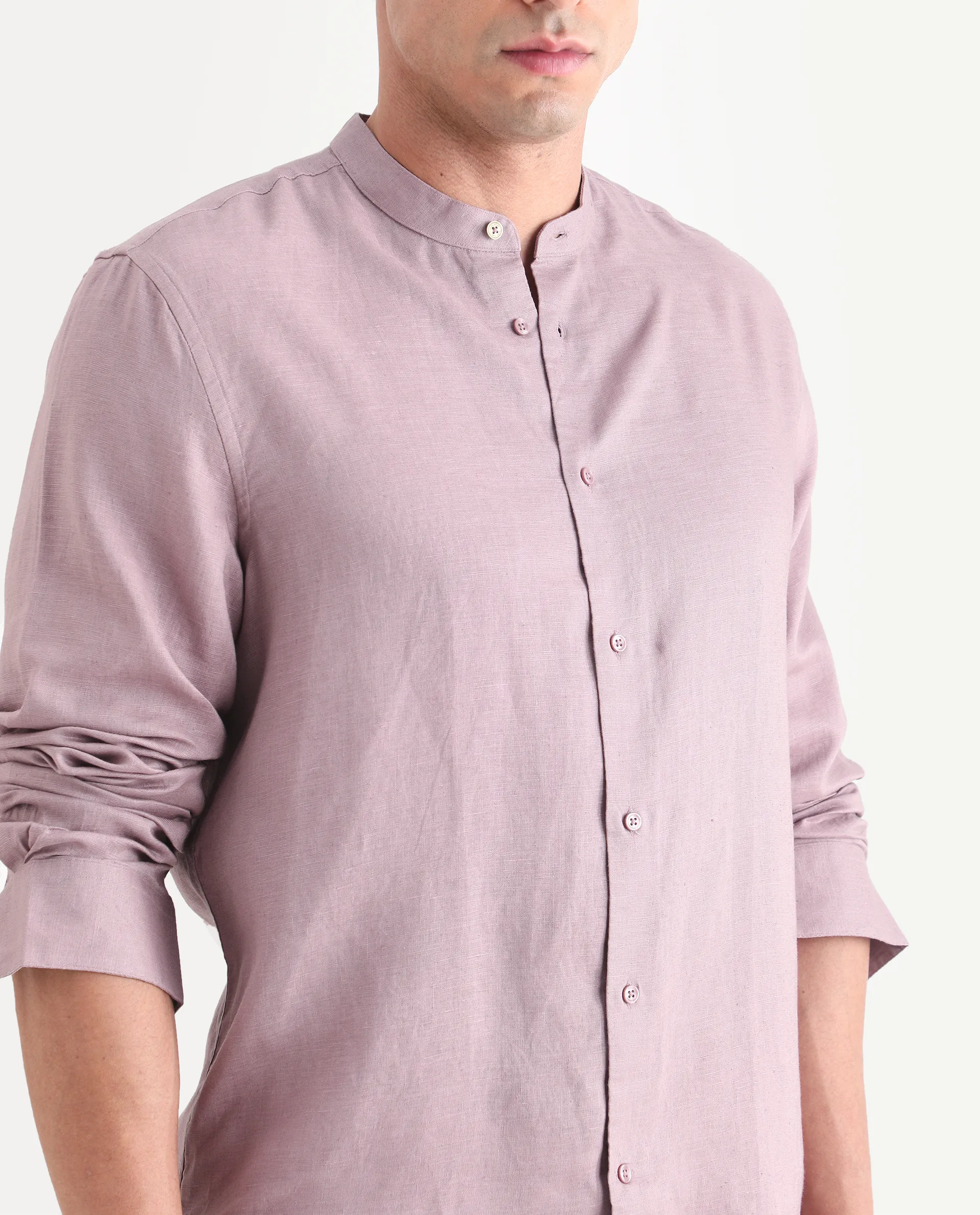 Rare Rabbit Men's Cinex 26 Dusky Pink 100% Linen Fabric Full Sleeve Regular Fit Shirt - Image 3