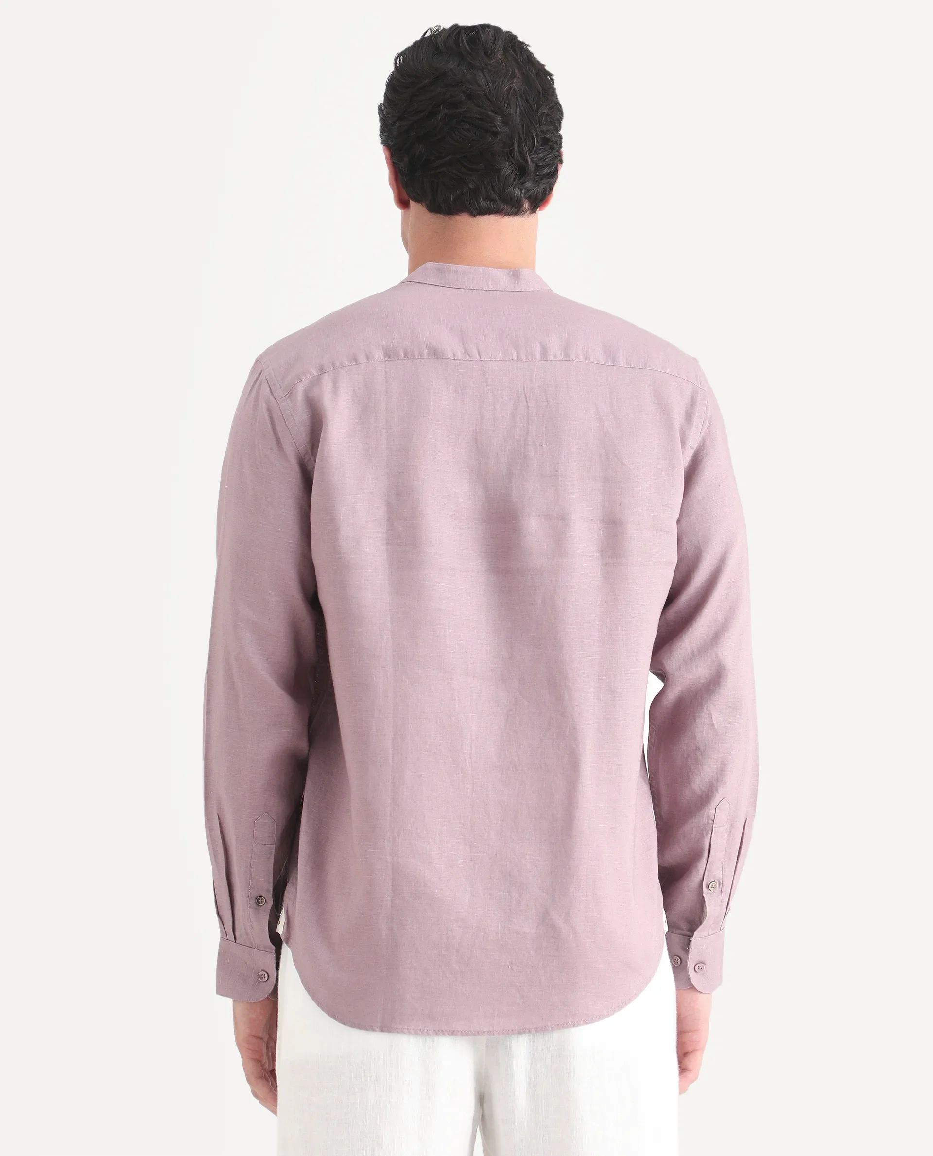 Rare Rabbit Men's Cinex 26 Dusky Pink 100% Linen Fabric Full Sleeve Regular Fit Shirt - Image 7