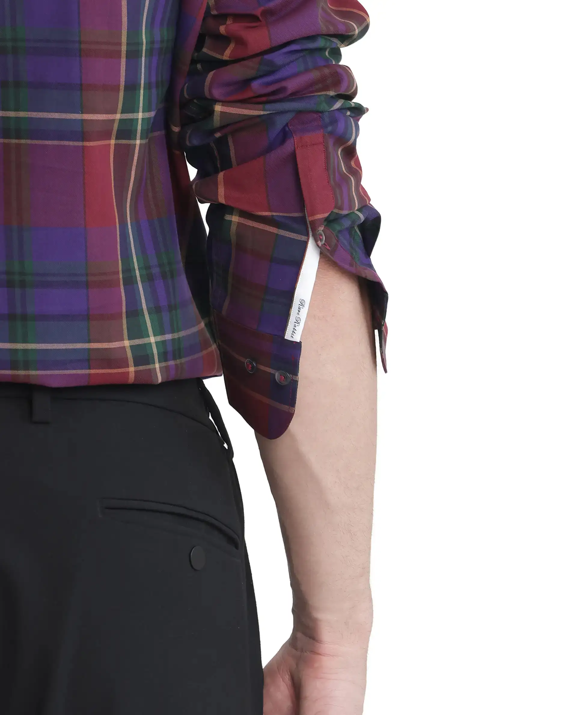Rare Rabbit Men's Cruner Dark Purple Cotton Checked Print Regular Fit Full Sleeve Collared Shirt - Image 5