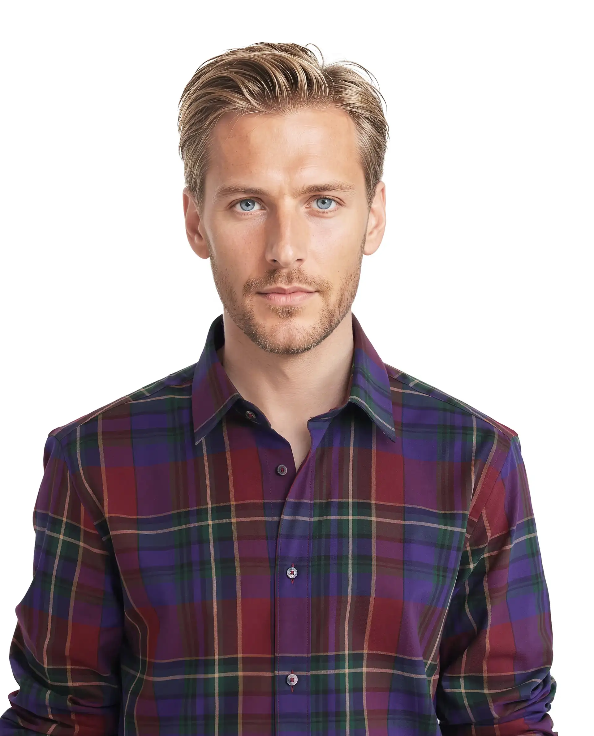 Rare Rabbit Men's Cruner Dark Purple Cotton Checked Print Regular Fit Full Sleeve Collared Shirt - Image 9