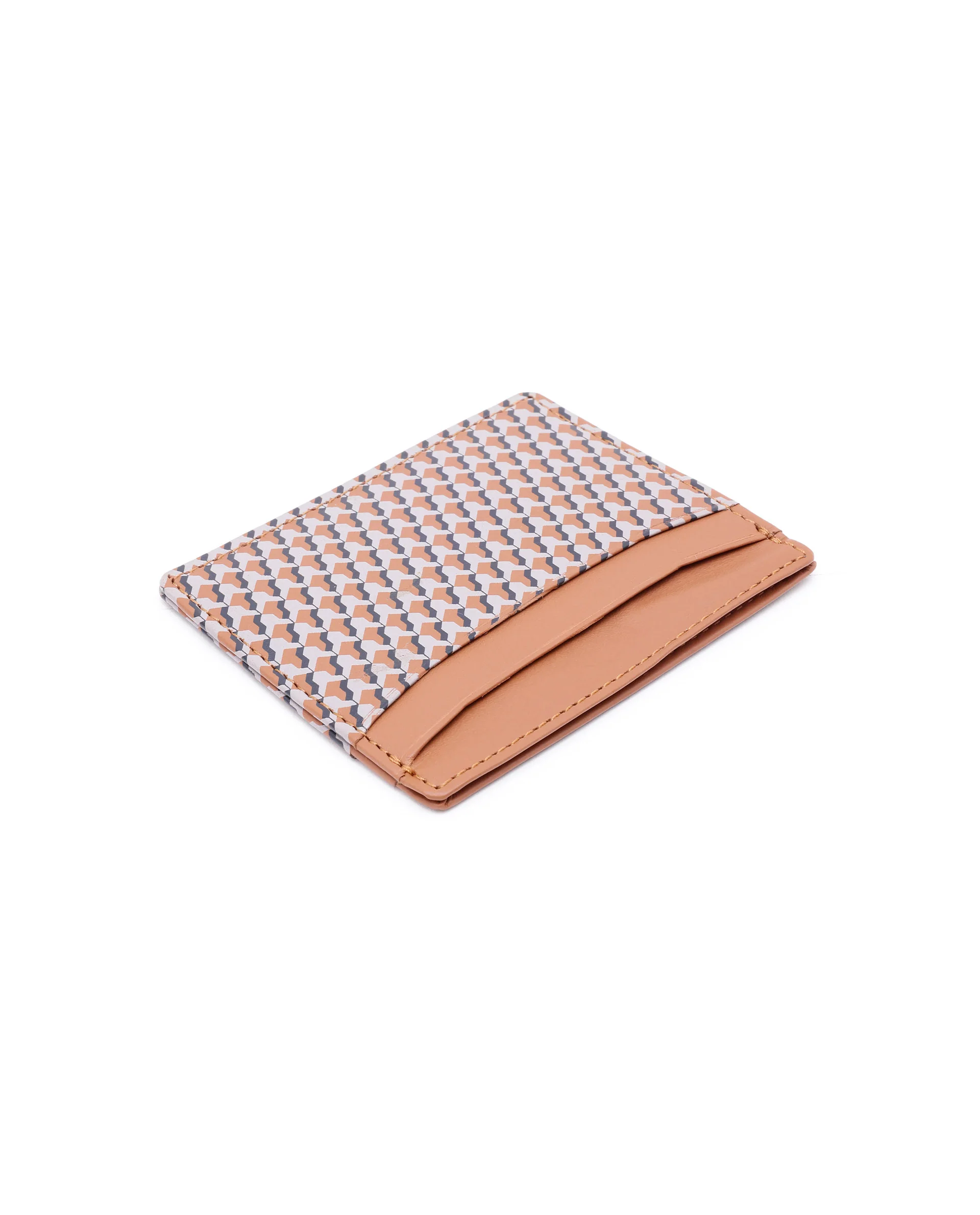 Rare Rabbit Mens Drac Tan Slim Rfid Monogram Print Credit Card Holder - Image 2