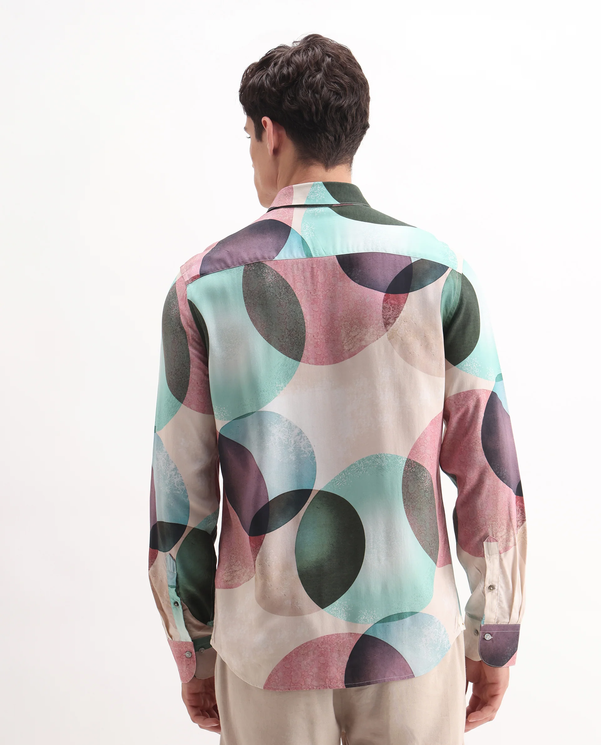 Rare Rabbit Men's Drent-25 Multi Viscose Polka Print Regular Fit Full Sleeve Collared Shirt - Image 6