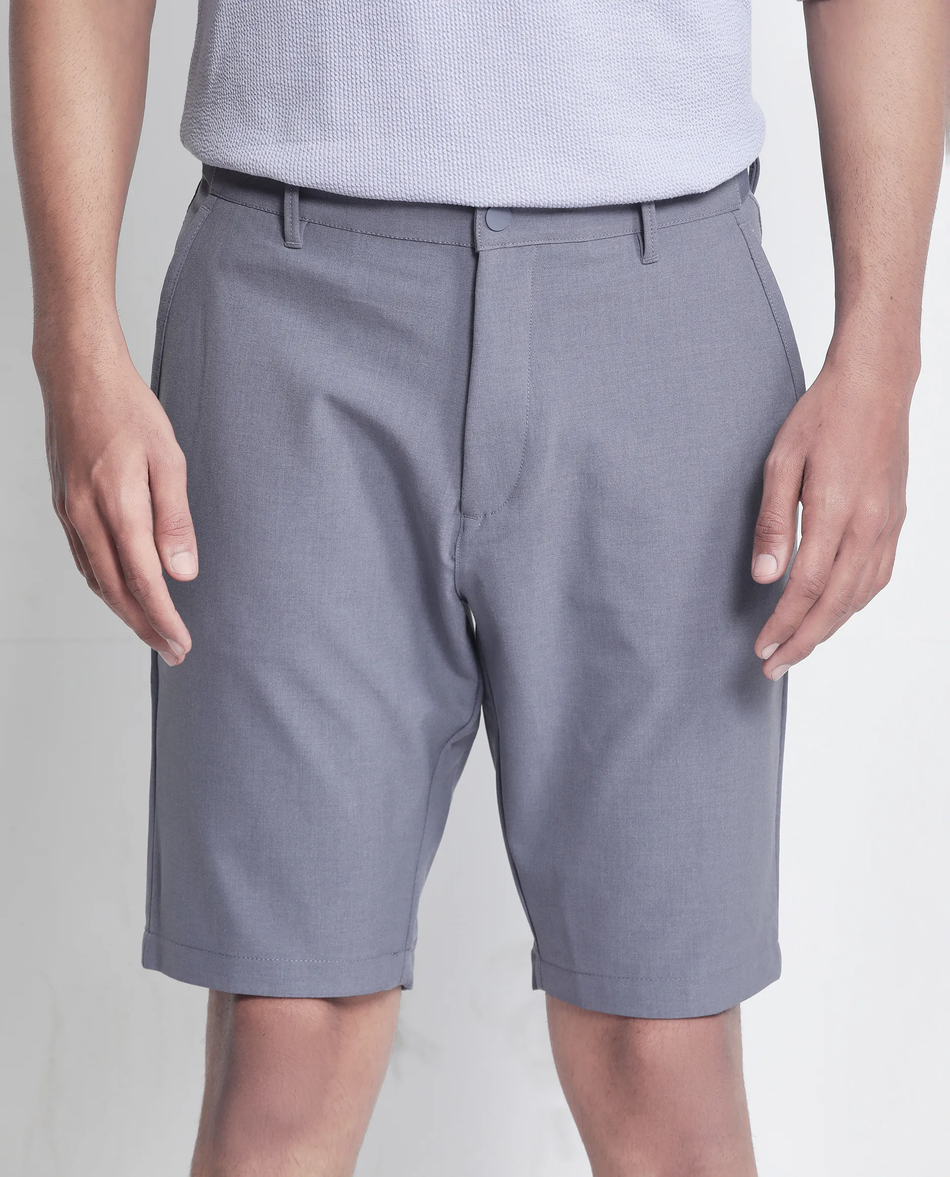 Rare Rabbit Men's Drivo Dusky Purple Cotton Blend Plain Regular Fit Shorts - Image 7