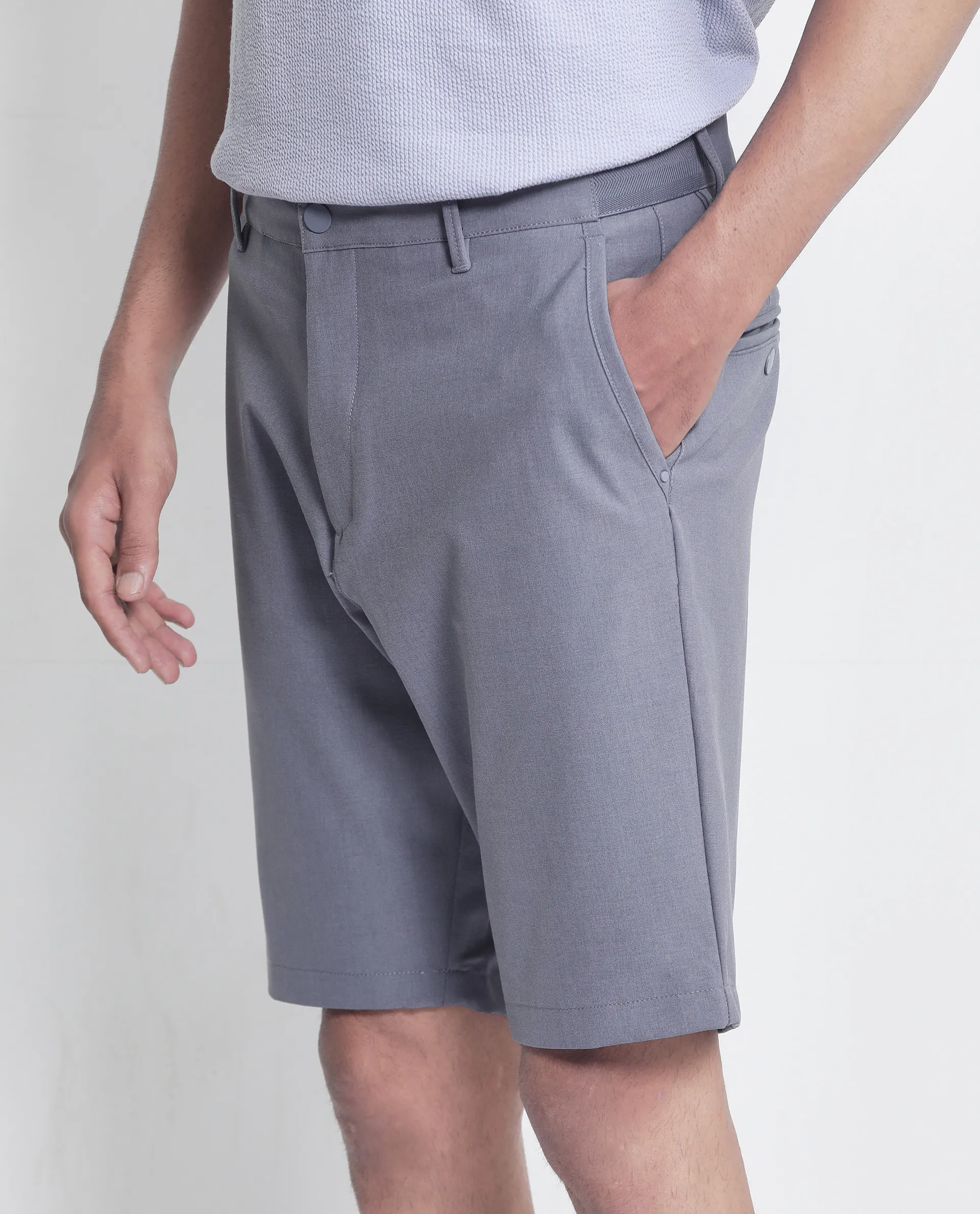 Rare Rabbit Men's Drivo Dusky Purple Cotton Blend Plain Regular Fit Shorts - Image 8