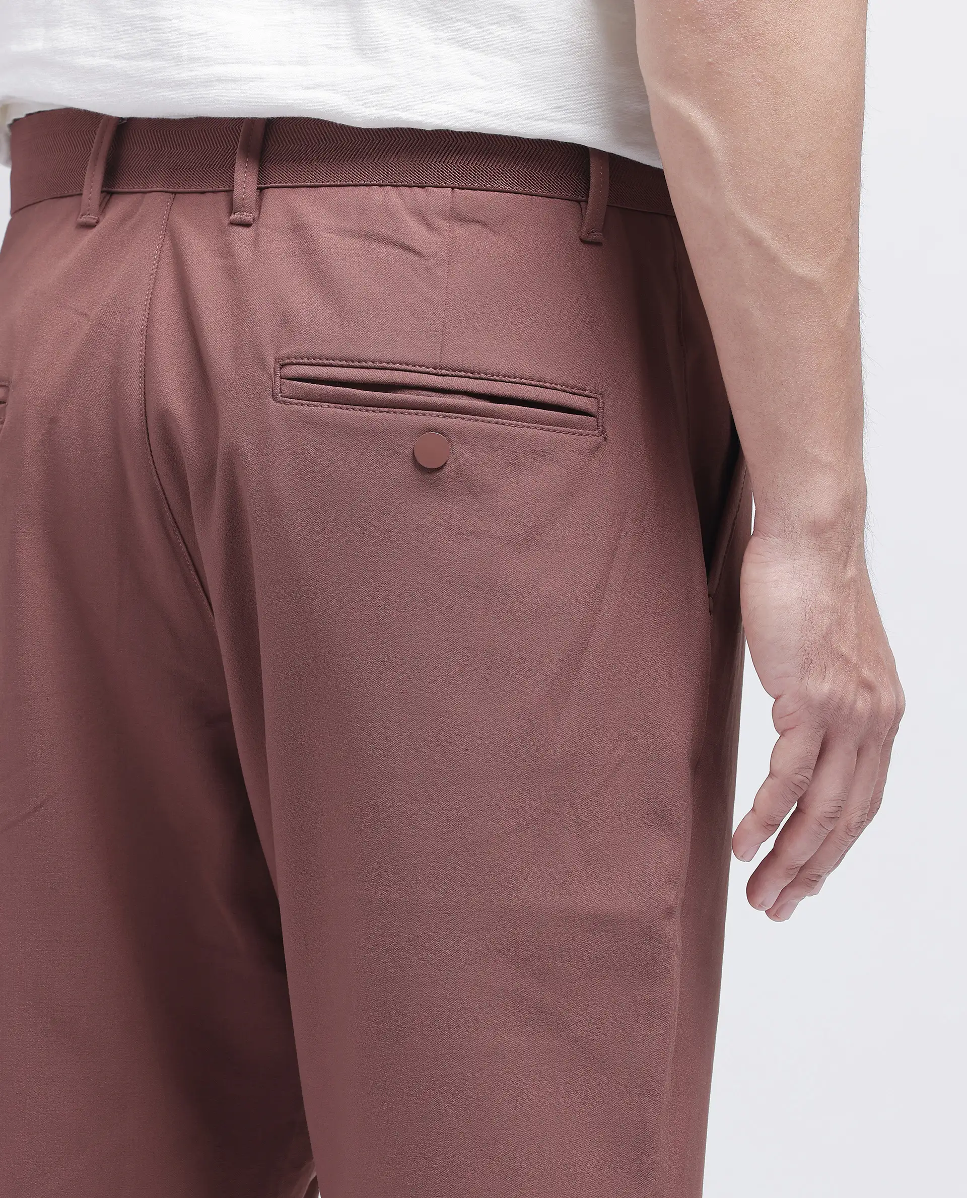 Rare Rabbit Men's Drivo Dusky Rust Cotton Blend Plain Regular Fit Shorts - Image 8