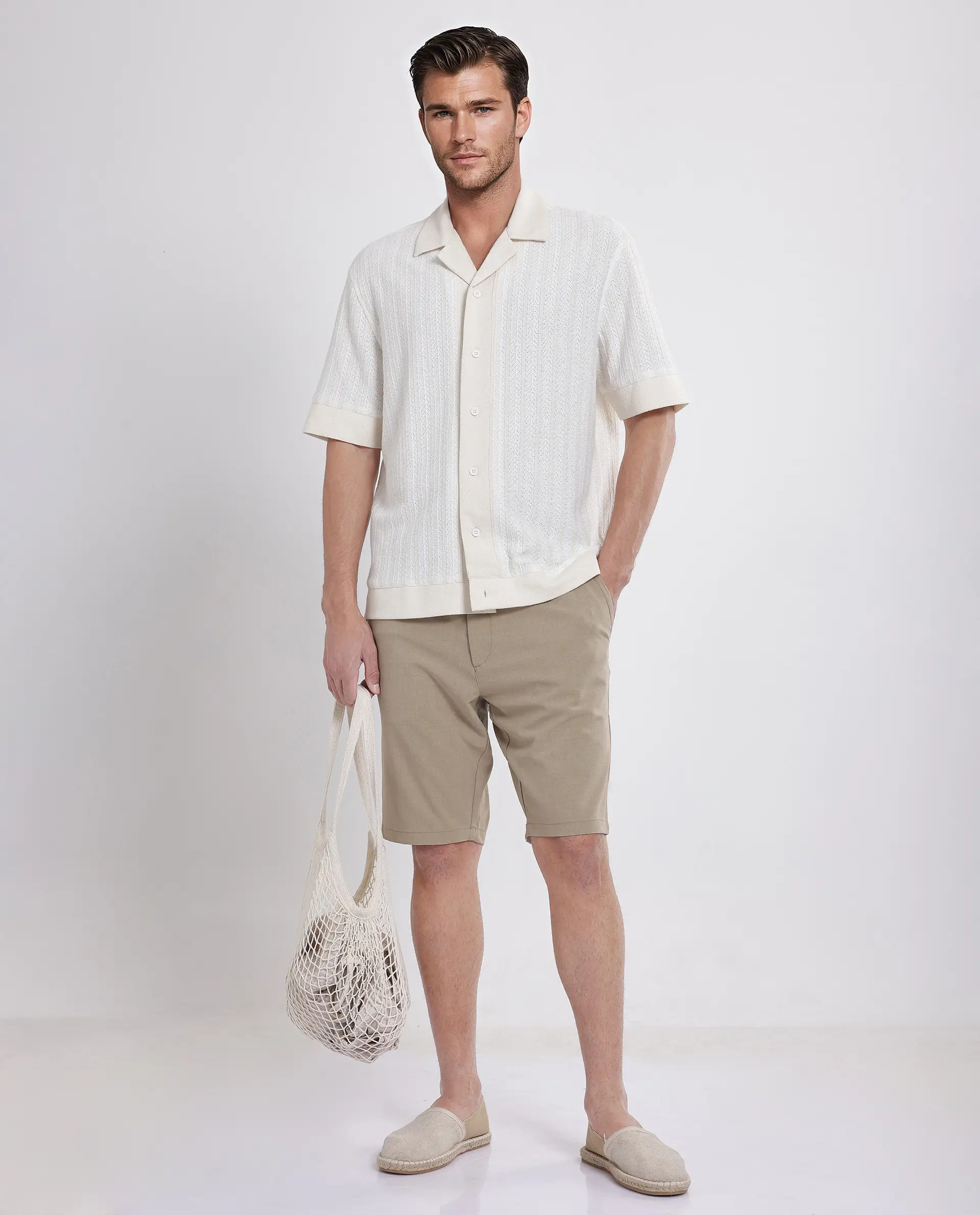 Rare Rabbit Men's Drivo Khaki Cotton Blend Plain Regular Fit Shorts