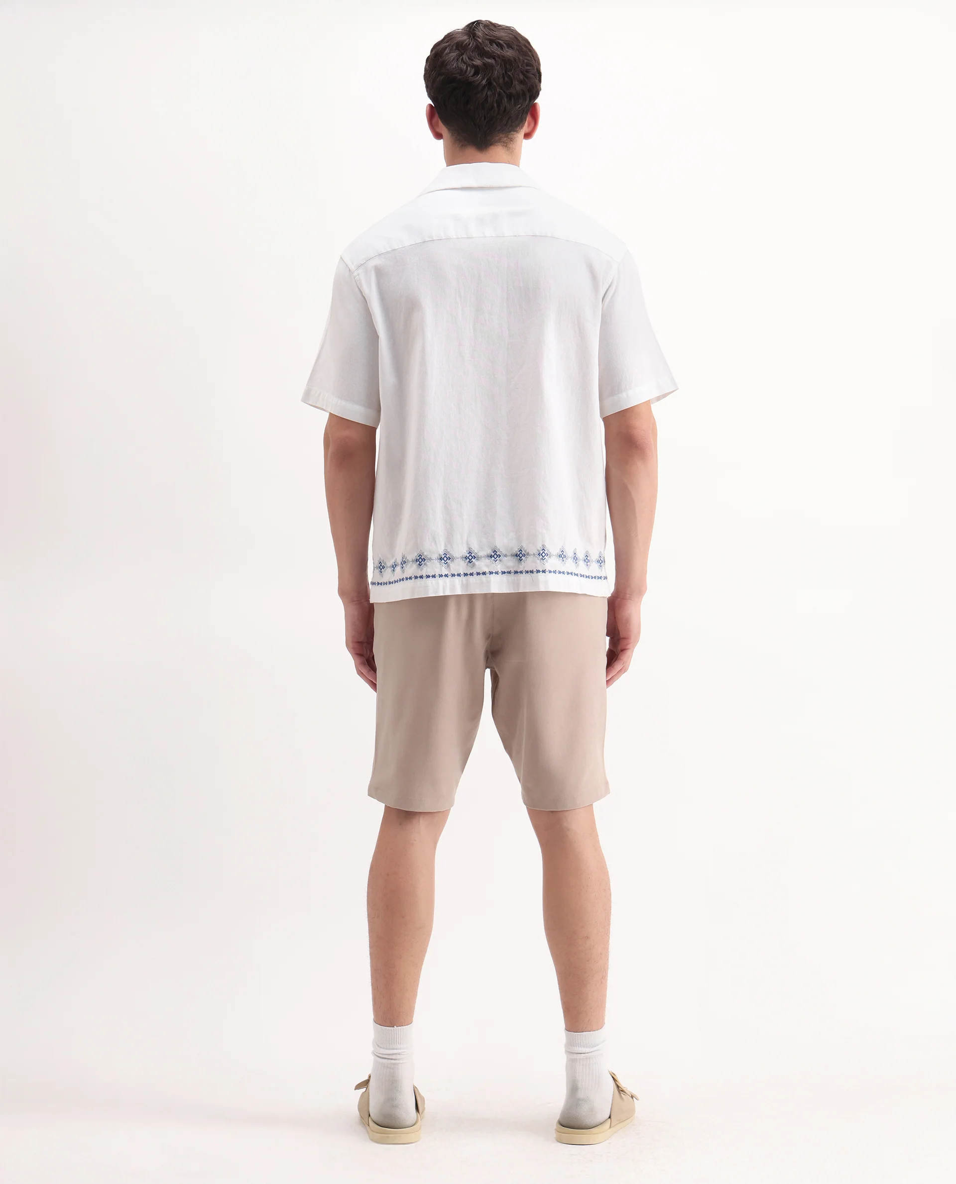 Rare Rabbit Men's Drivo Peach Cotton Blend Plain Regular Fit Shorts - Image 10