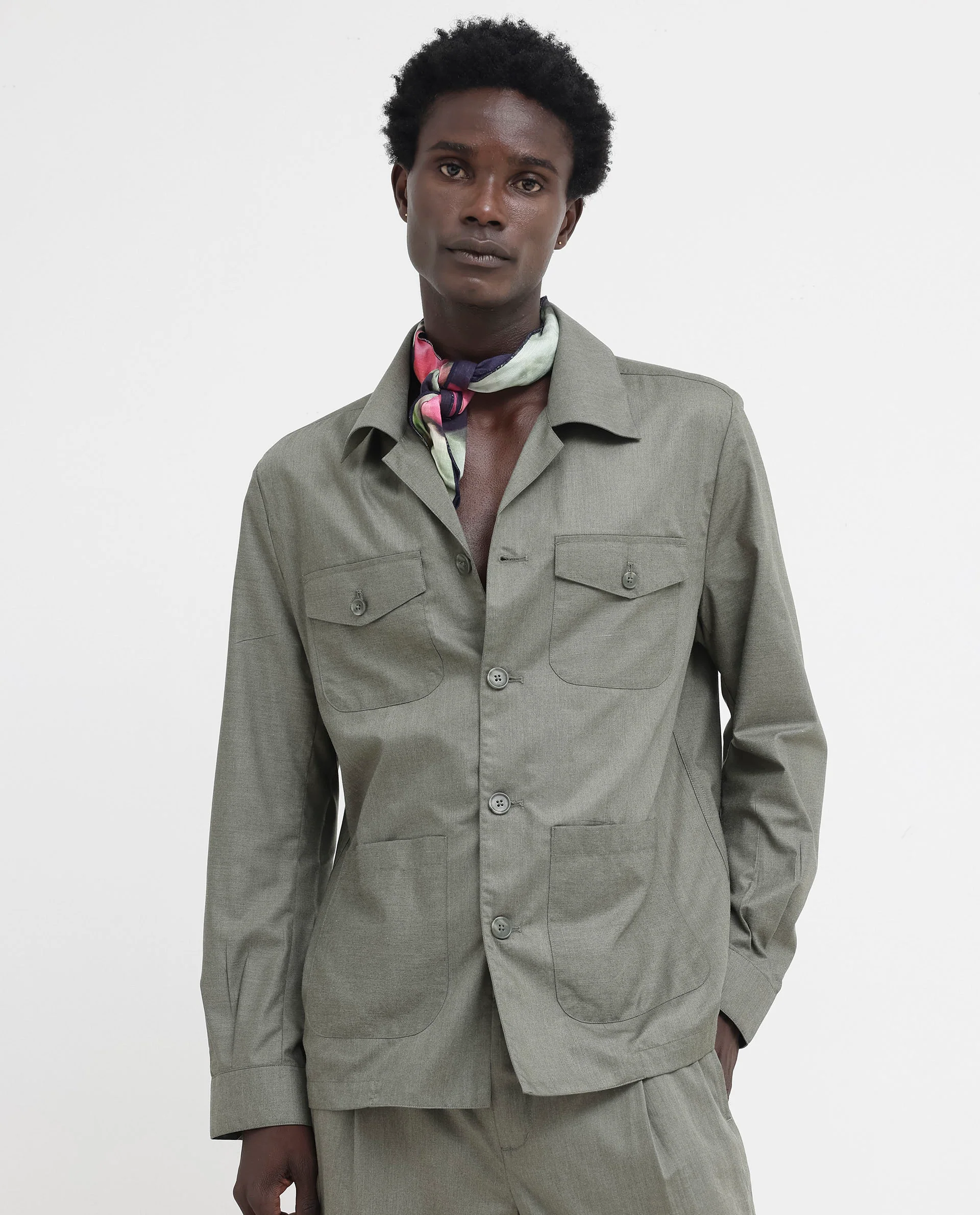 Rare Rabbit Men's Echos Light Olive Cotton Plain Relaxed Fit Full Sleeve Lapel Neck Jacket - Image 10