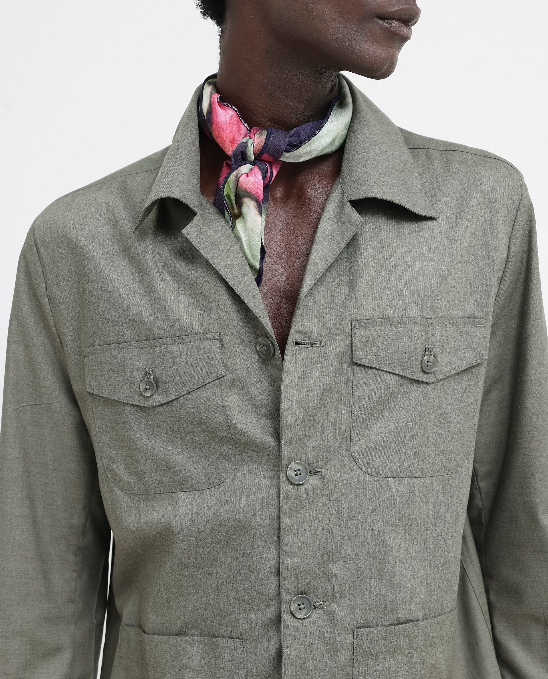 Rare Rabbit Men's Echos Light Olive Cotton Plain Relaxed Fit Full Sleeve Lapel Neck Jacket - Image 4
