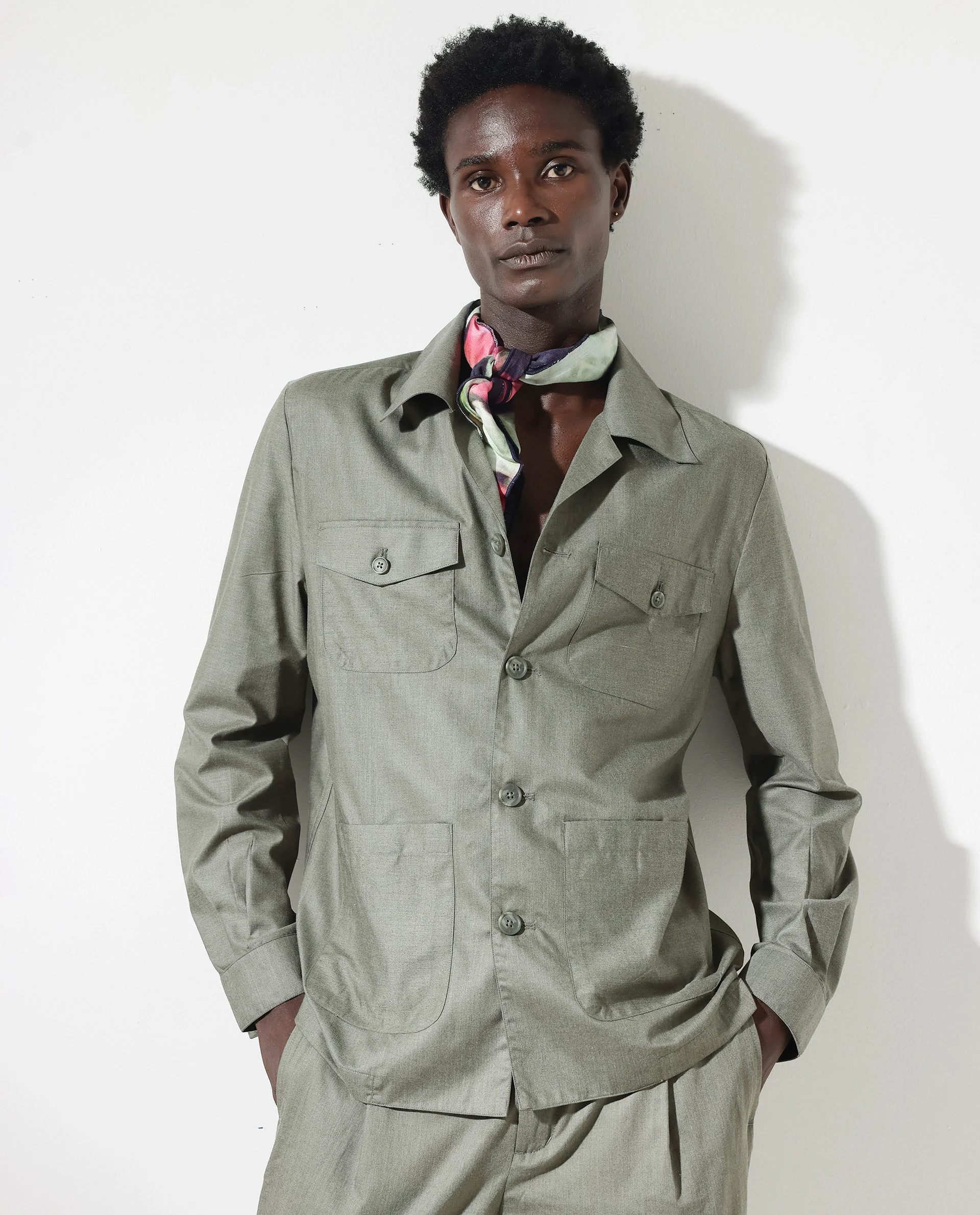 Rare Rabbit Men's Echos Light Olive Cotton Plain Relaxed Fit Full Sleeve Lapel Neck Jacket - Image 5