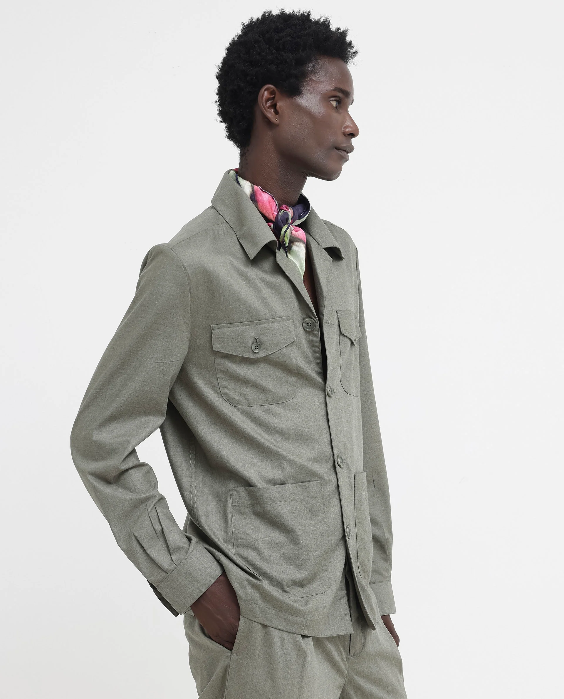 Rare Rabbit Men's Echos Light Olive Cotton Plain Relaxed Fit Full Sleeve Lapel Neck Jacket - Image 9
